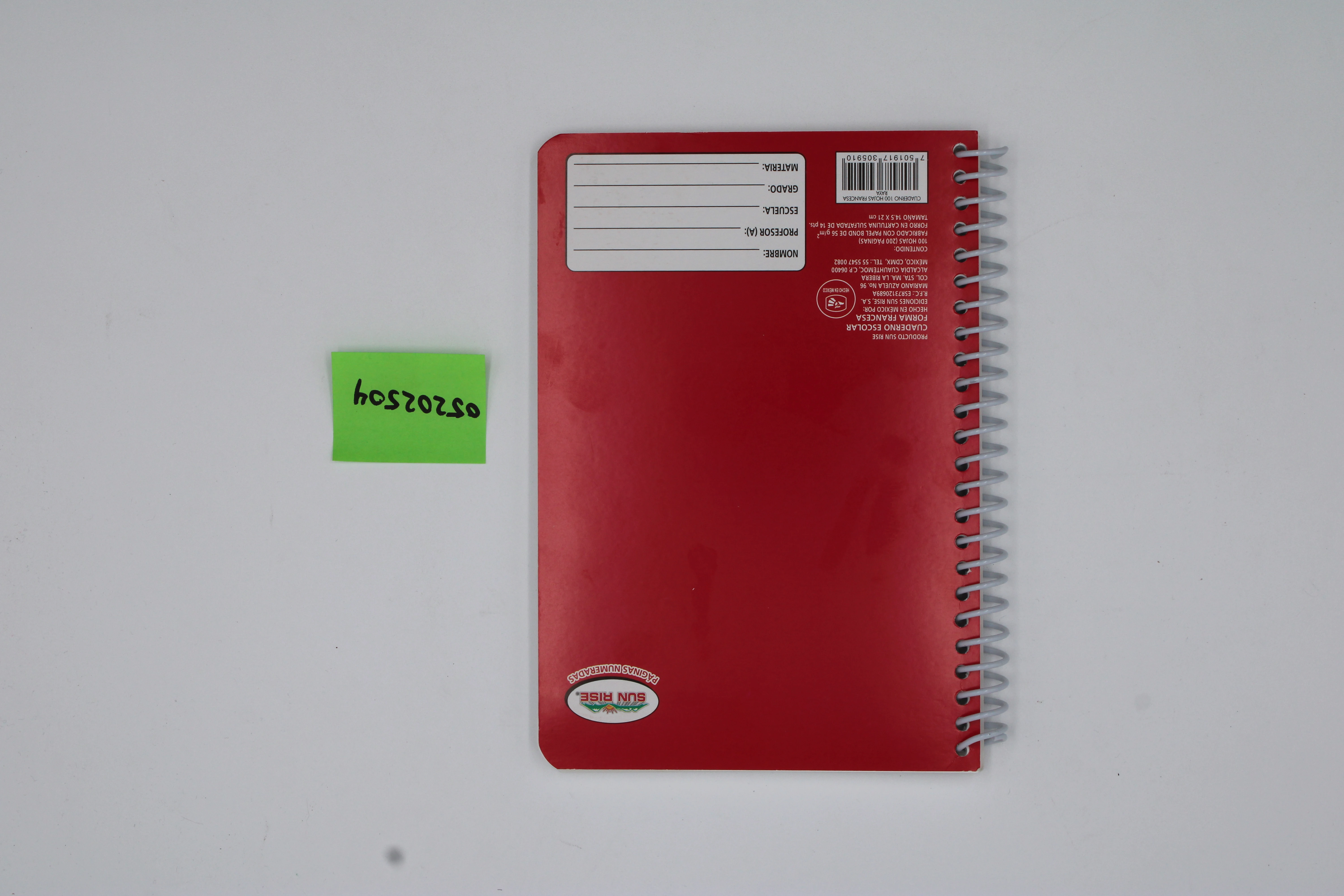 CUADERNO FRANCES 100HJS FOLIADO RAYA