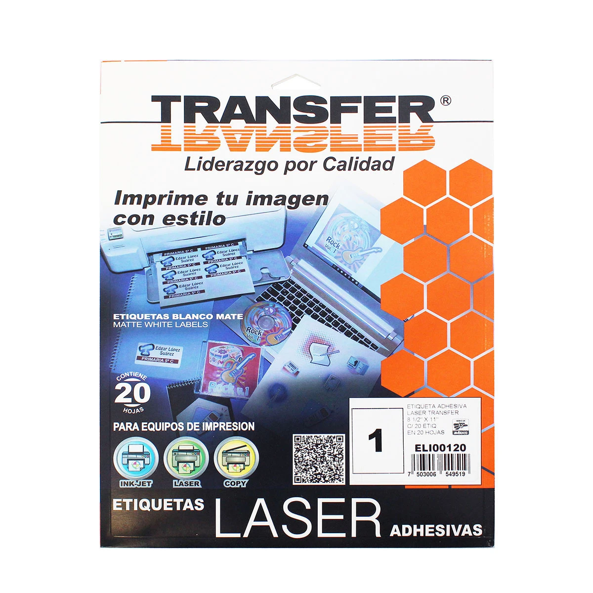 ETIQUETA ADHESIVA LASER CARTA C/20 ETIQUETAS ELI00120