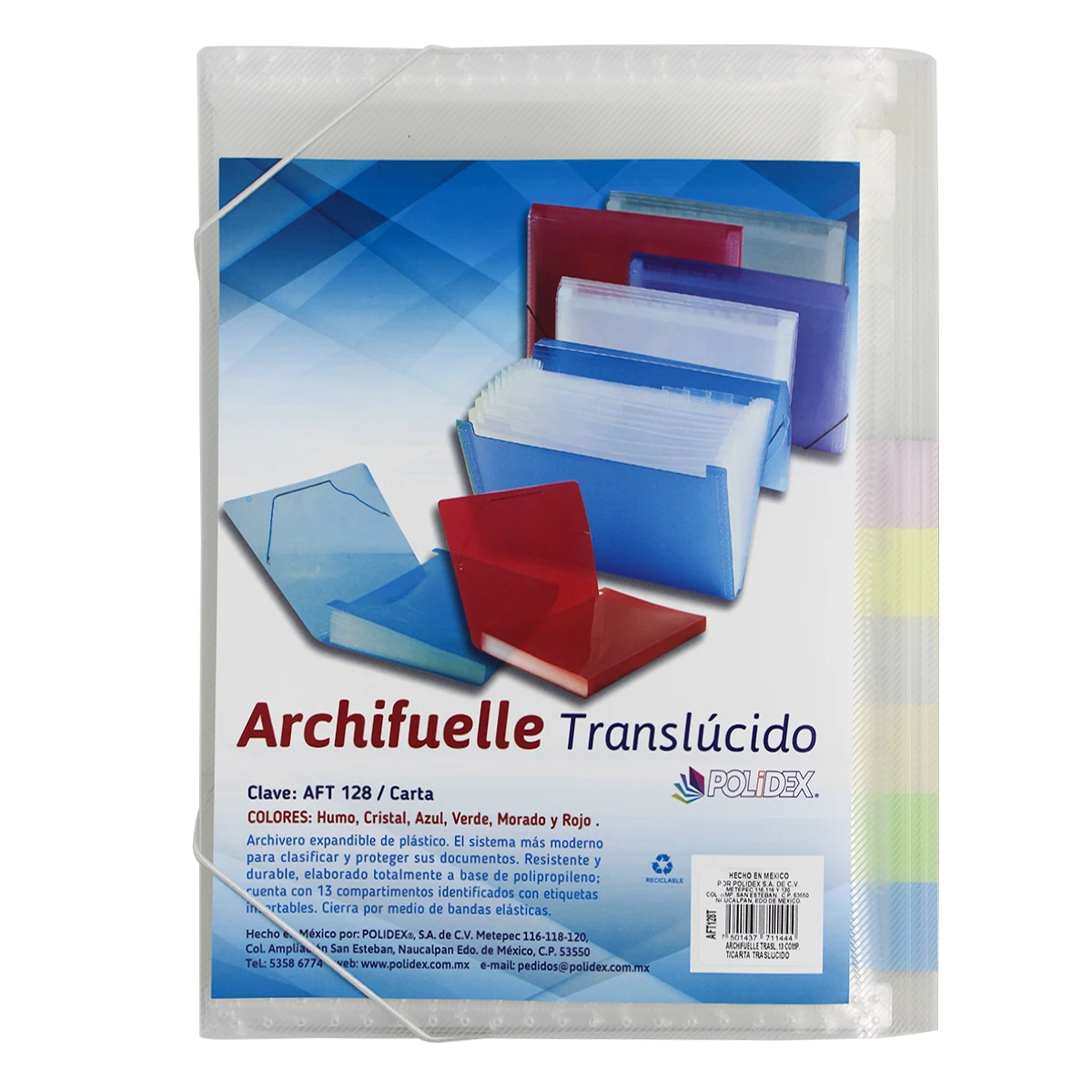 ARCHIVO EXPANDIBLE CARTA C/INDICE 13DIV TRAS AFT128 TRANSPARENTE