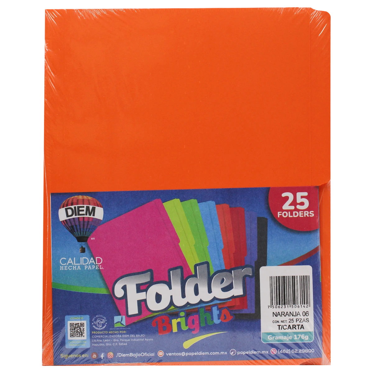FOLDER CARTA 176GRS C/25 FF06 NARANJA