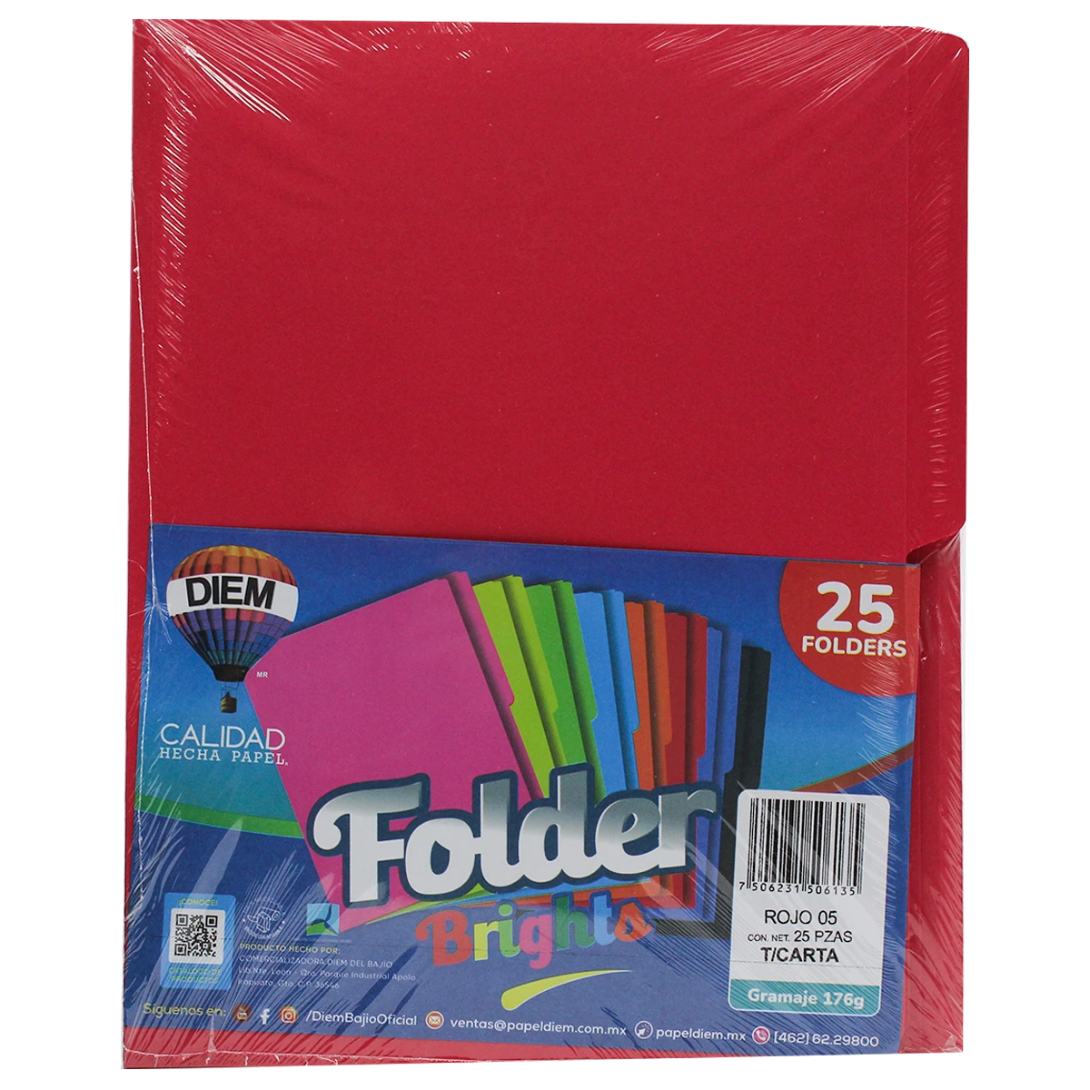 FOLDER CARTA 176GRS C/25 FF05 ROJO
