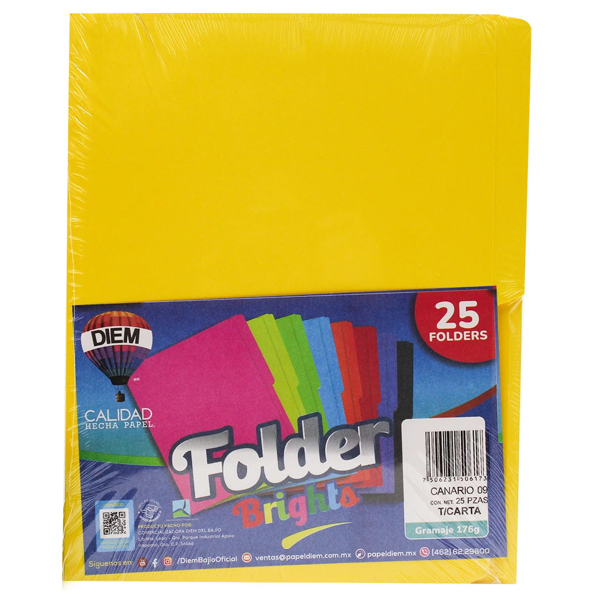 FOLDER CARTA 176GRS C/25 FF09 CANARIO