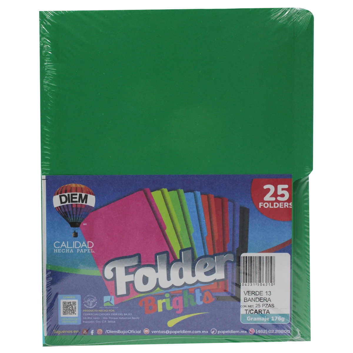 FOLDER CARTA 176GRS C/25 FF13 VERDE BANDERA