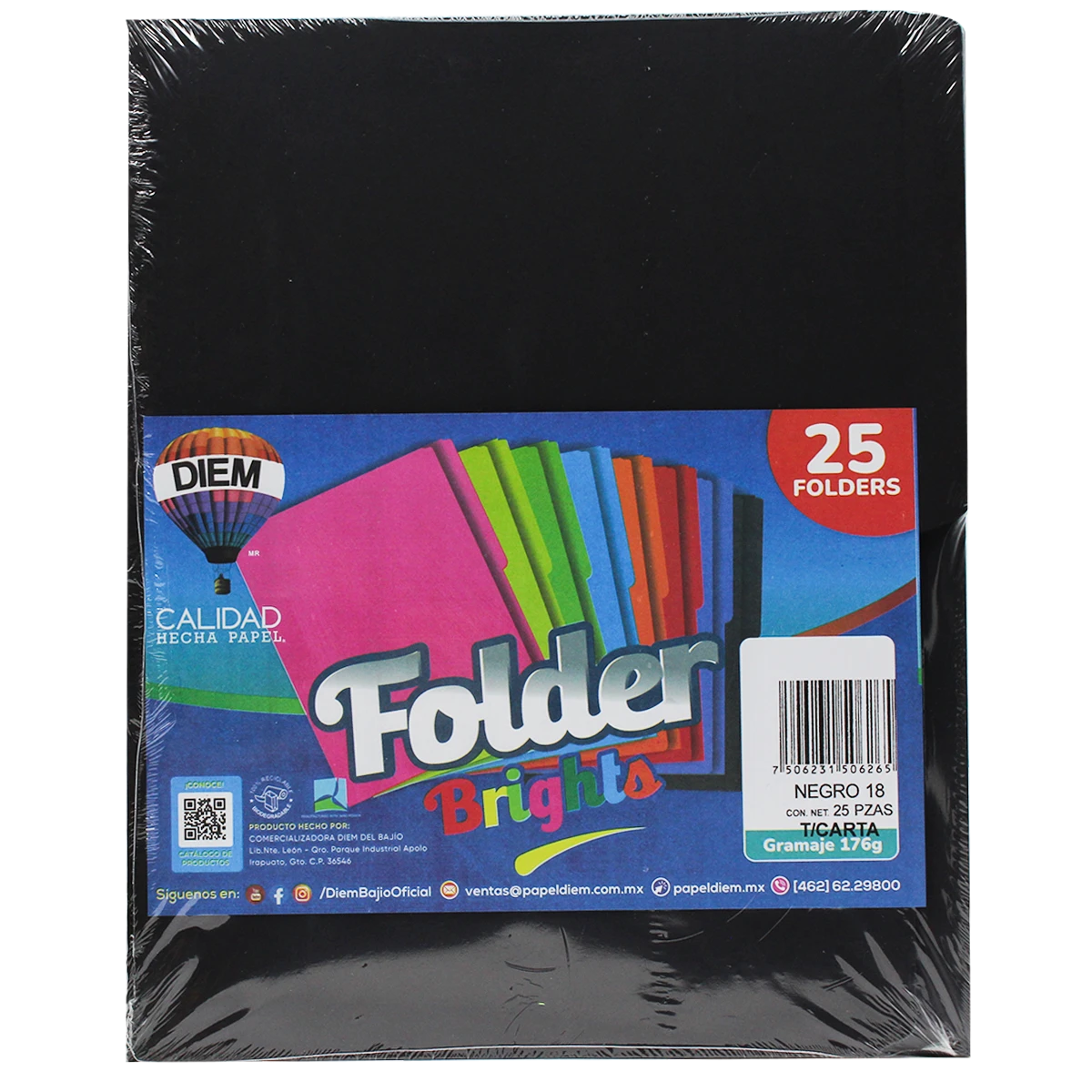FOLDER CARTA 176GRS C/25 FF18 NEGRO