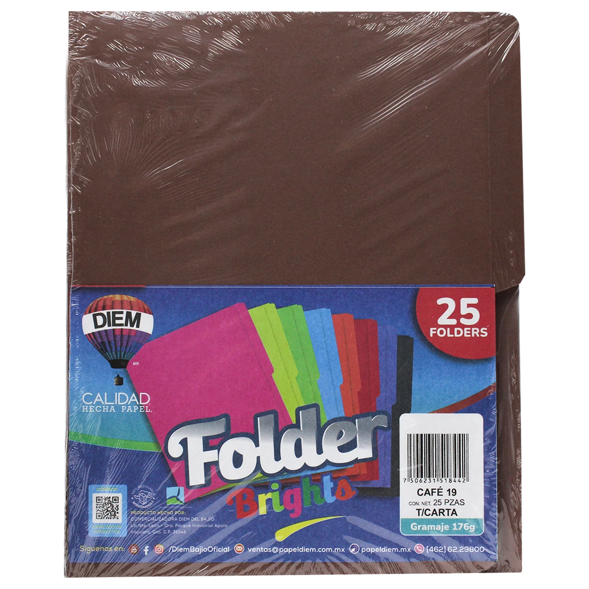 FOLDER CARTA 176GRS C/25 CAFE OSCURO