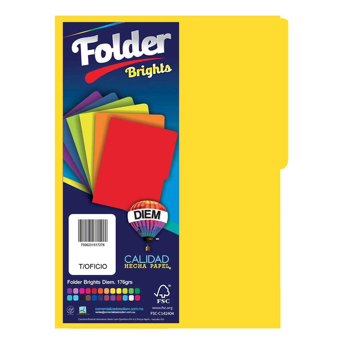 FOLDER OFICIO 176GRS C/25 FFTO09 CANARIO
