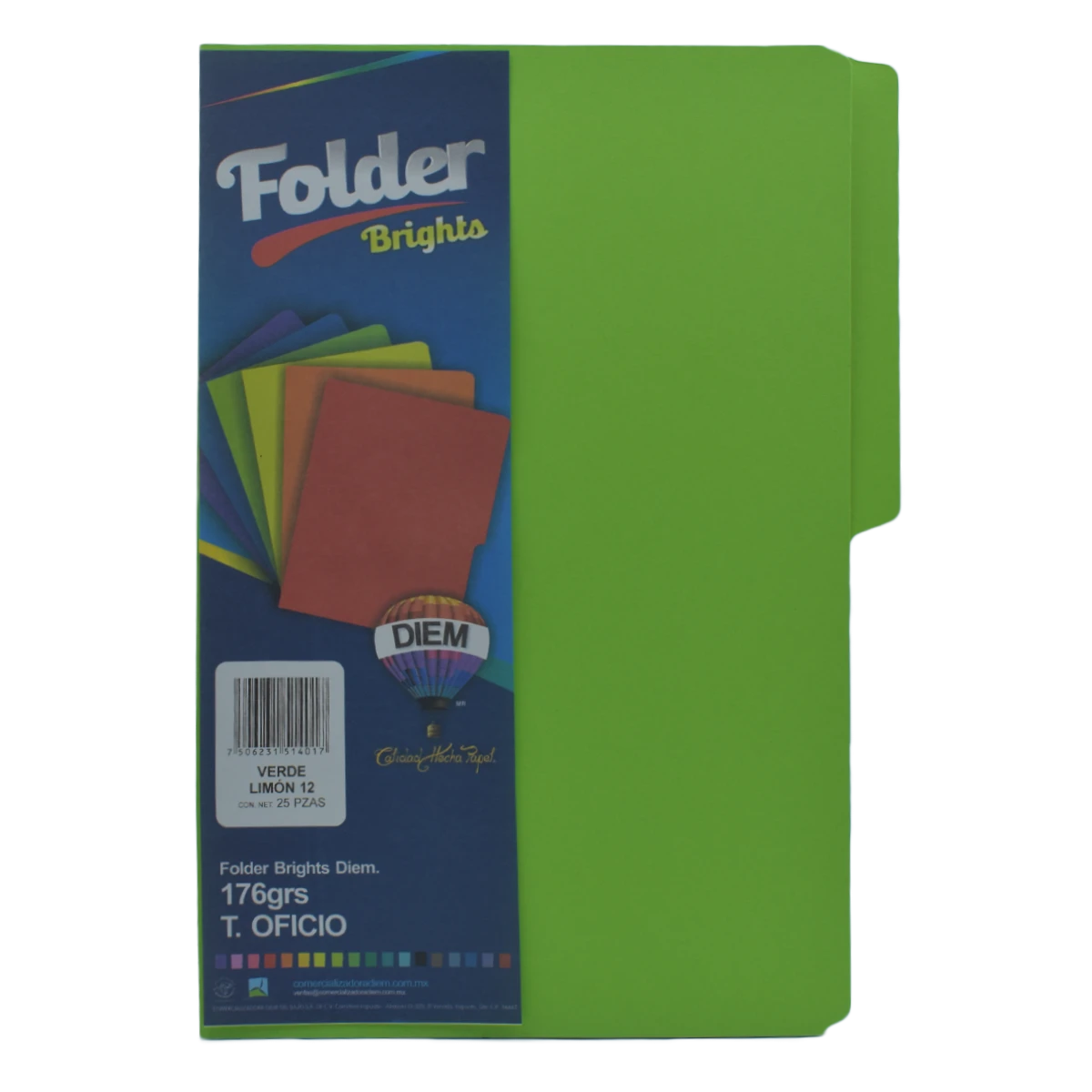 FOLDER OFICIO 176GRS C/25 FFTO12 VERDE LIMON