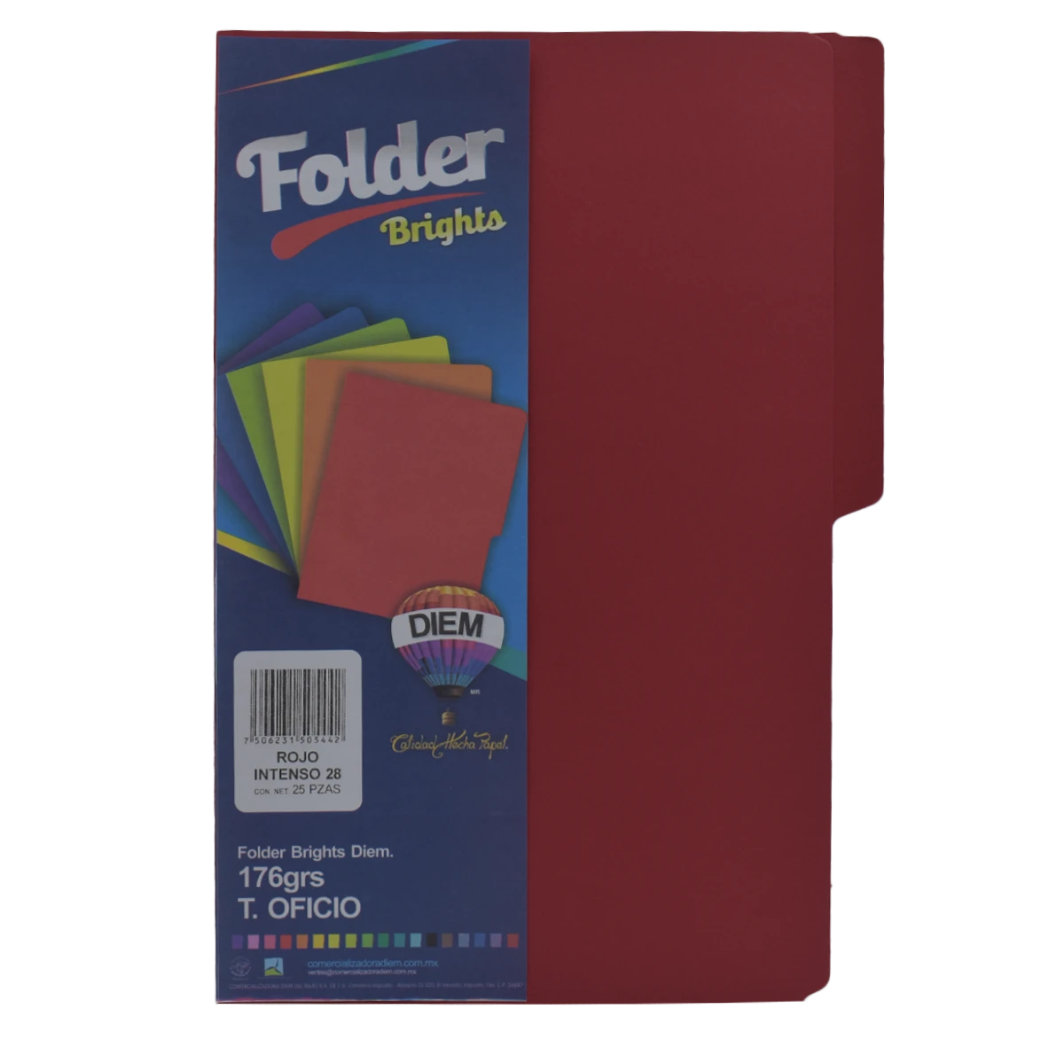 FOLDER OFICIO 176GRS C/25 FFTO28 ROJO INTENSO