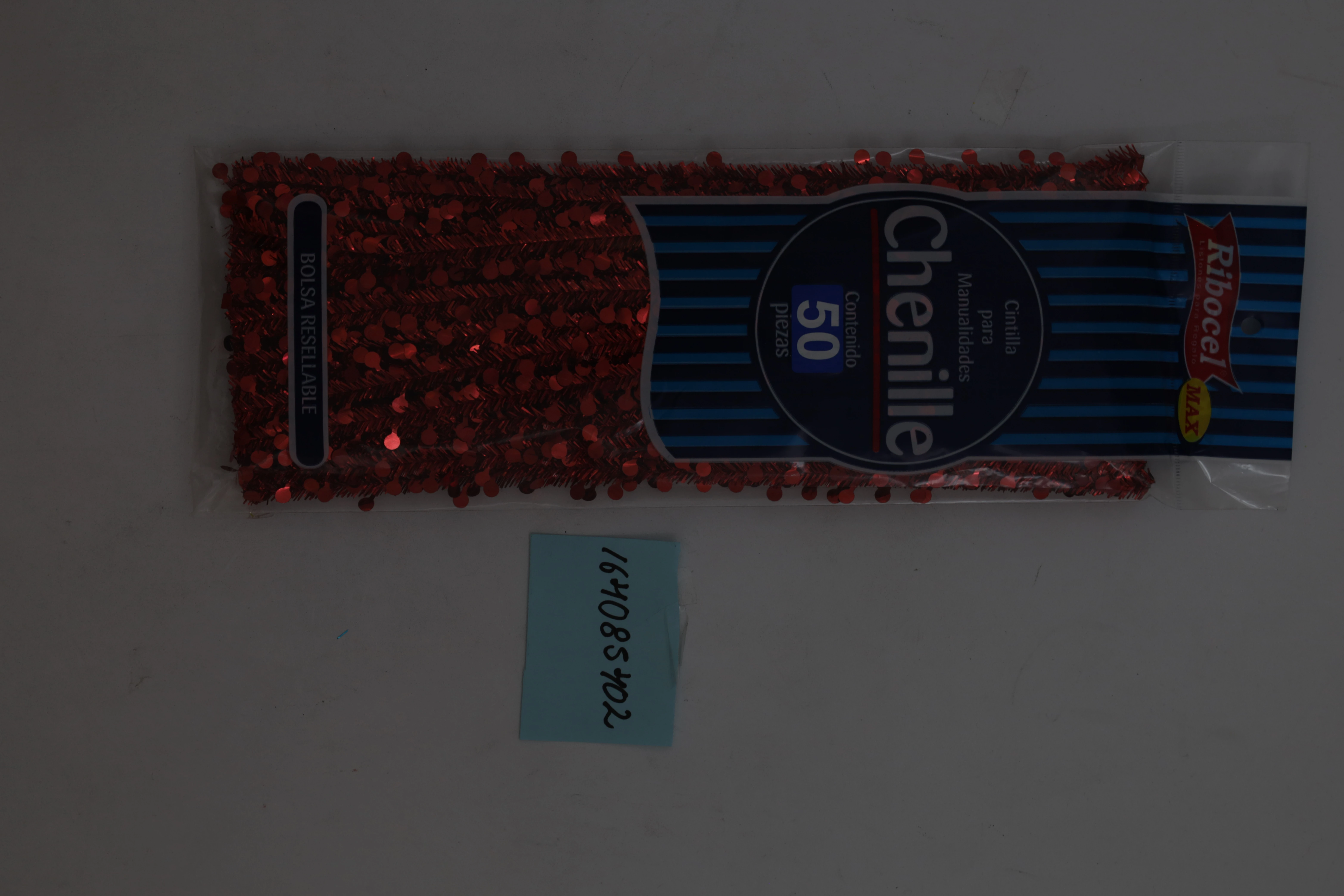 CHENILLE METALICO CON MINI ESFERAS C/50 04 ROJO