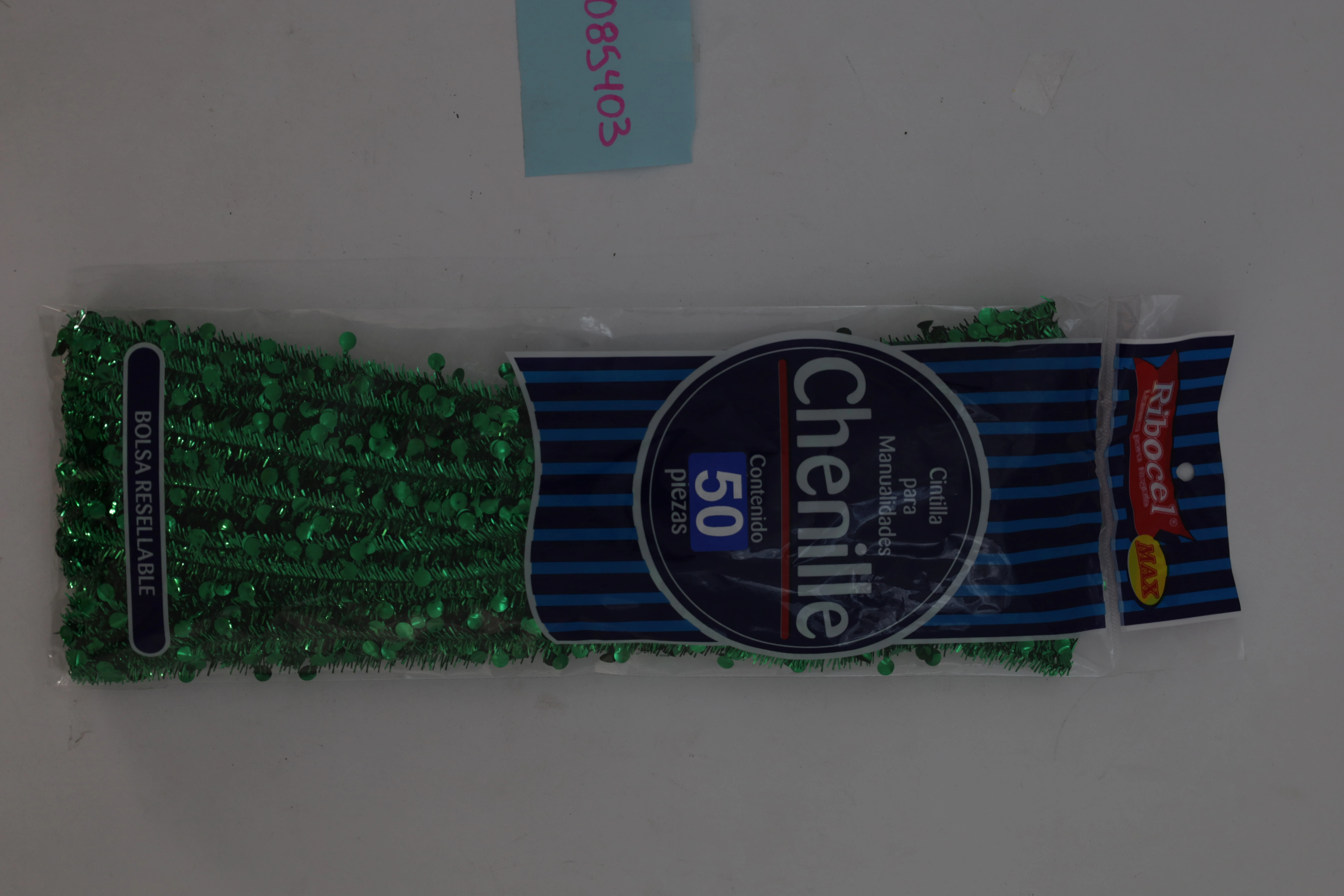 CHENILLE METALICO CON MINI ESFERAS C/50 05 VERDE