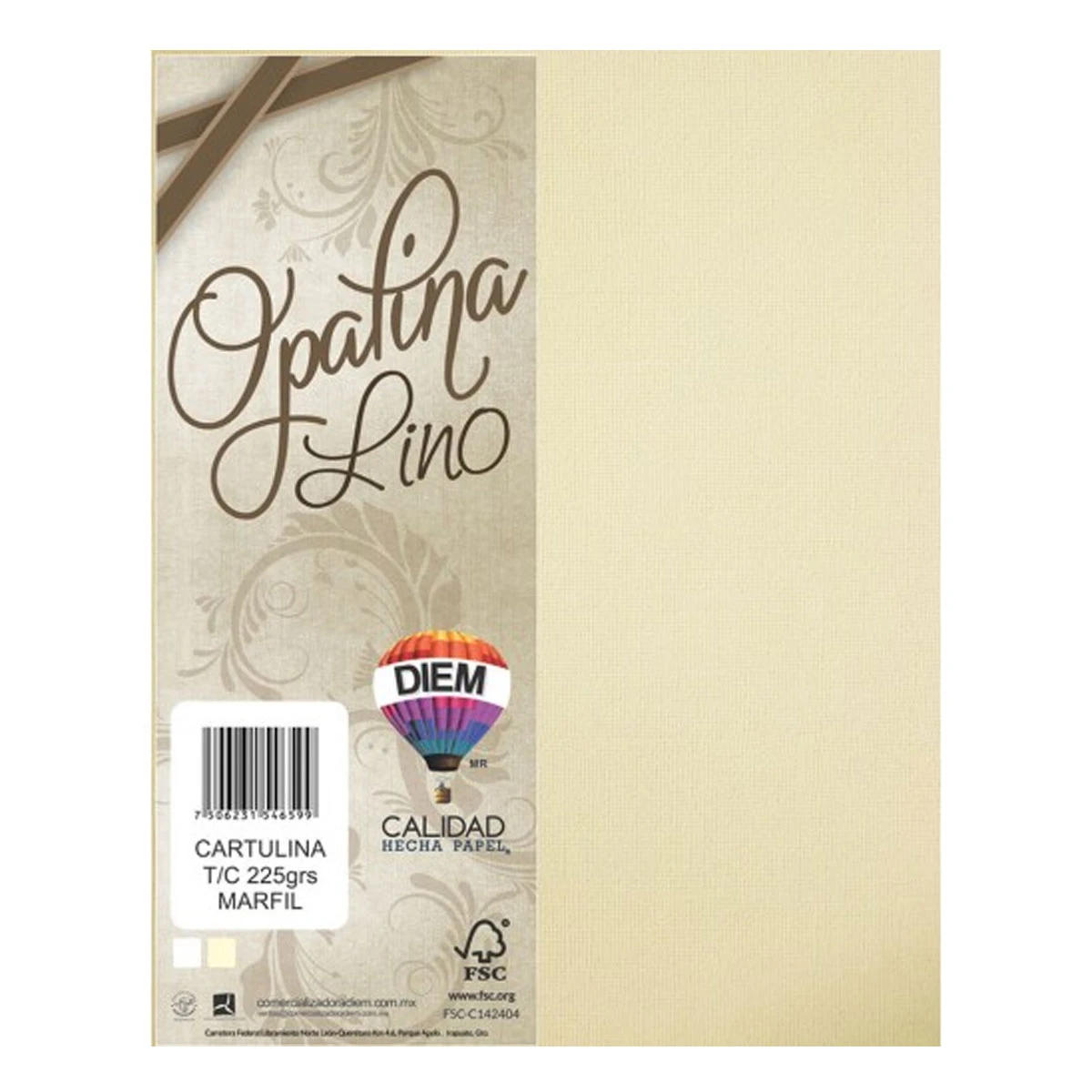 CARTULINA OPALINA CARTA LINO 225GRS MARFIL C/100