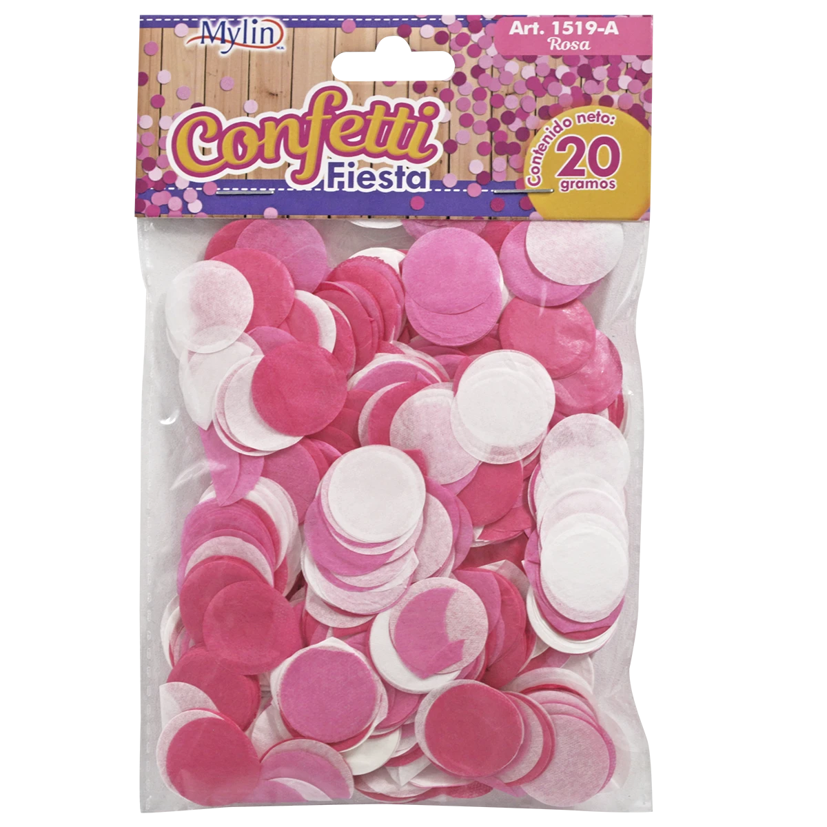 CONFETTI PAPEL REDONDO 2.2X2.2CMS 20GRS 1519 ROSA