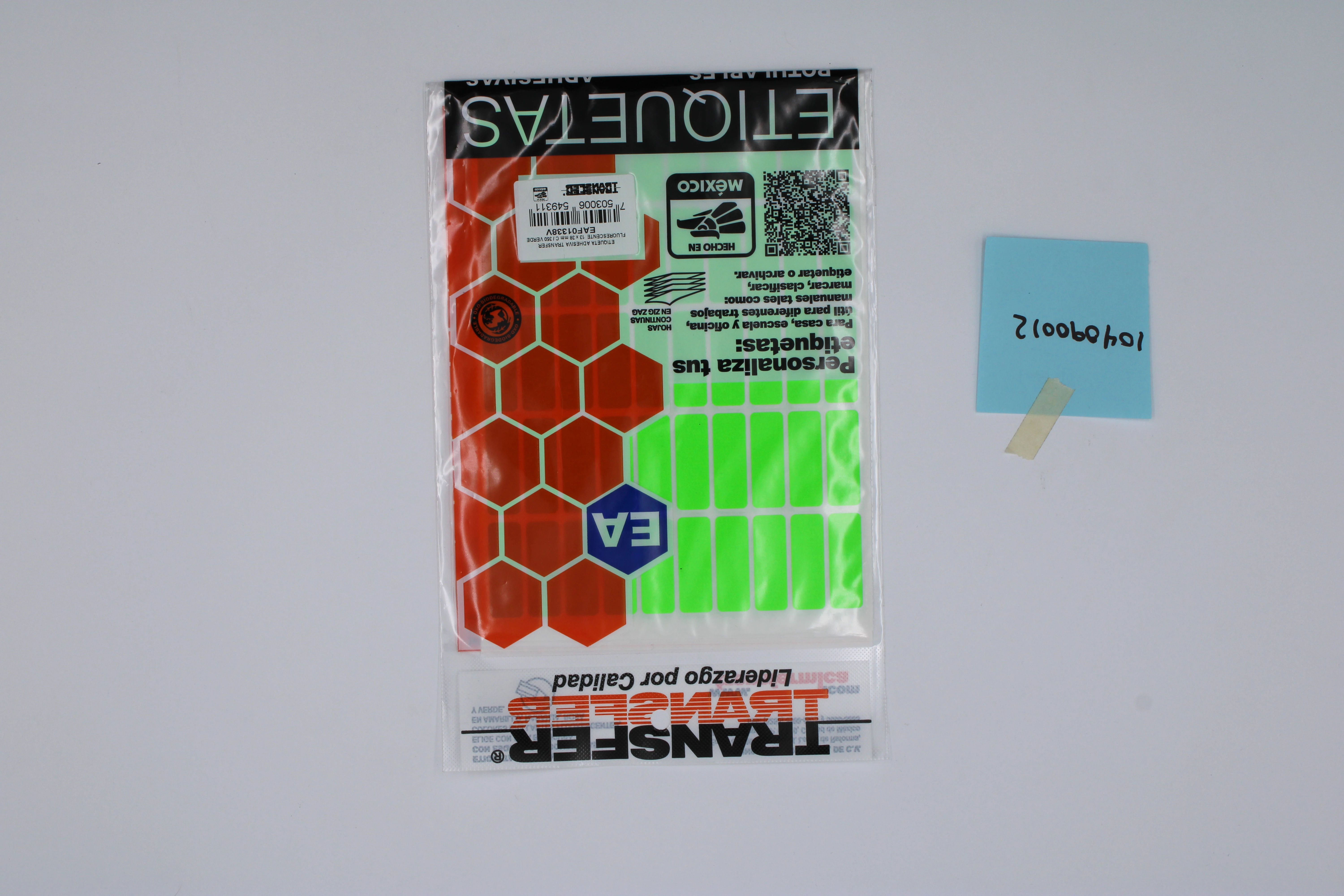 ETIQUETA ADHESIVA FLUORESCENTE 13X38MM NO. 6 VERDE