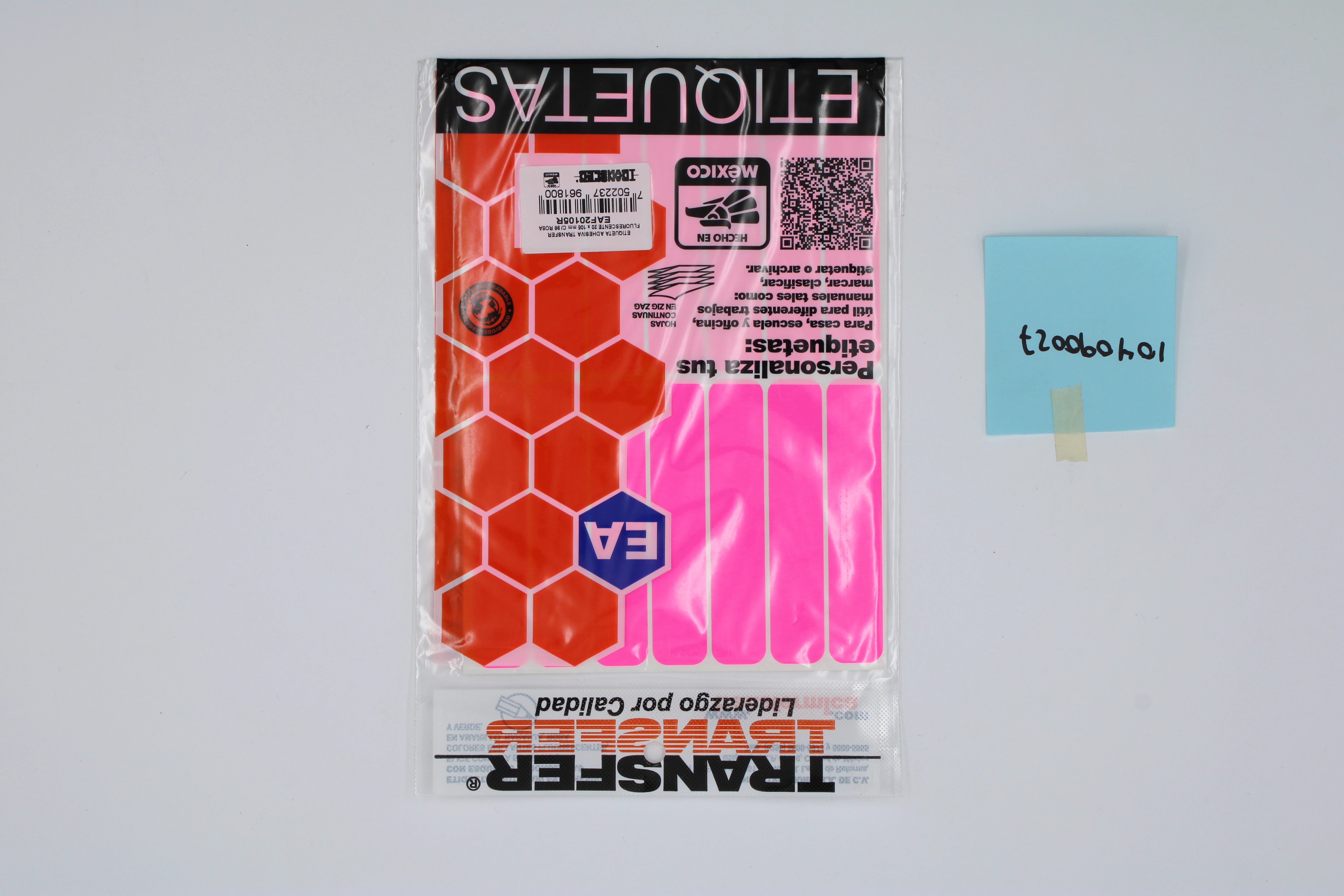 ETIQUETA ADHESIVA FLUORESCENTE 20x105MM NO. 20 ROSA