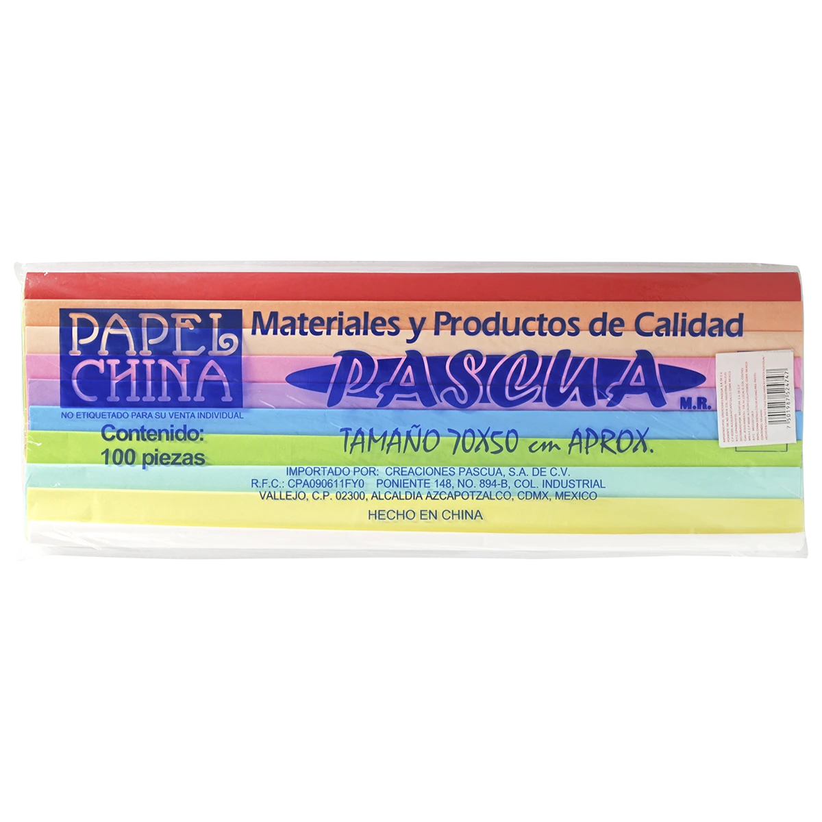 PAPEL CHINA PASCUA C/100 SURTIDO PASTEL