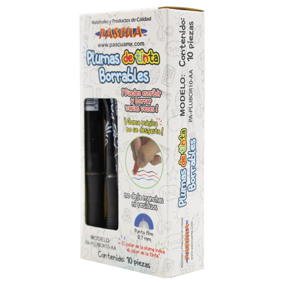 BOLIGRAFO BORRABLE 0.7MM C/10 PASCUA NEGRO