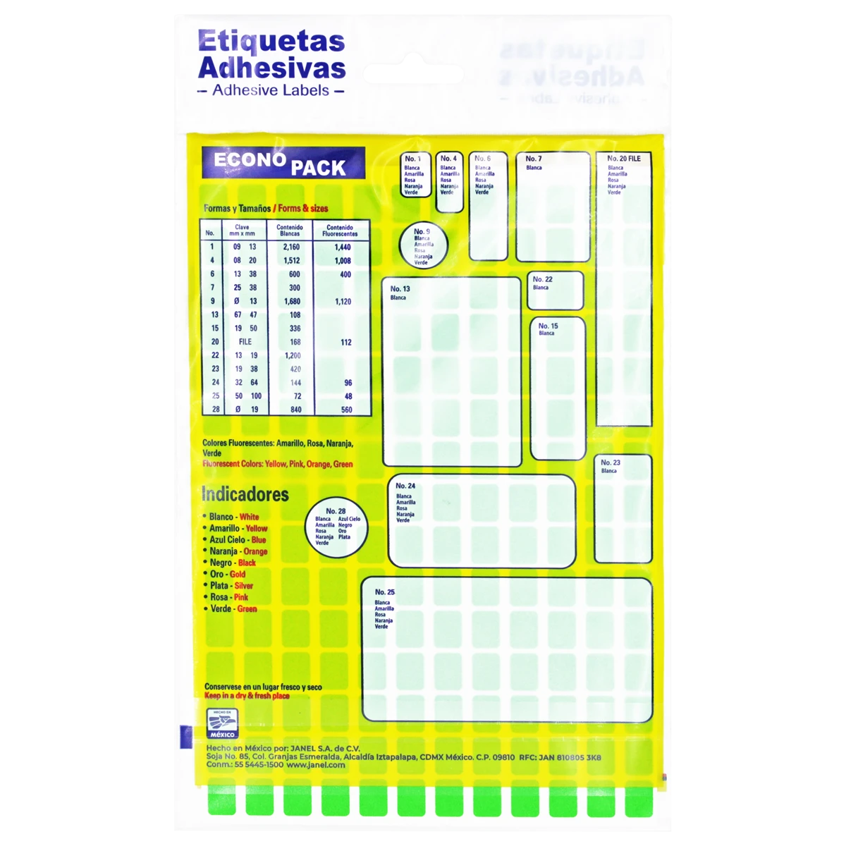 ETIQUETA ECONOPACK FLUORESCENTE NO. 1 9X13MM VERDE