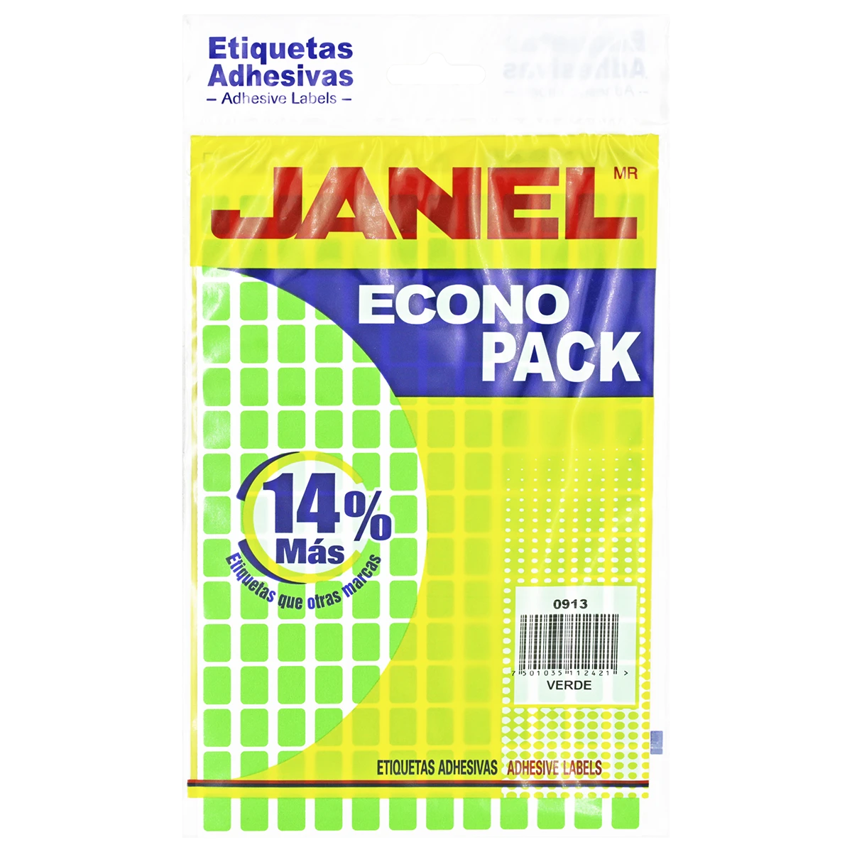 ETIQUETA ECONOPACK FLUORESCENTE NO. 1 9X13MM VERDE
