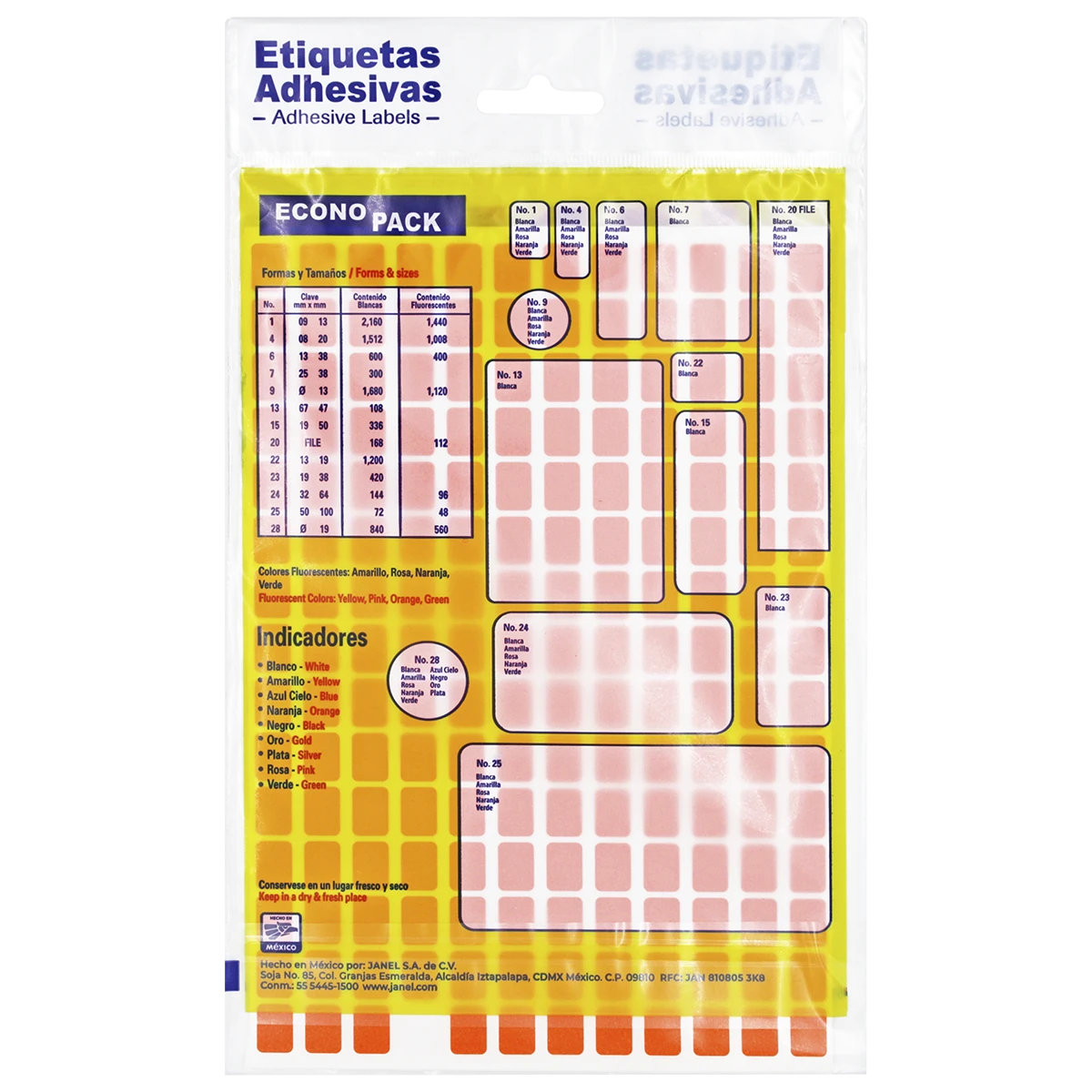 ETIQUETA ECONOPACK FLUORESCENTE NO. 1 9X13MM NARANJA