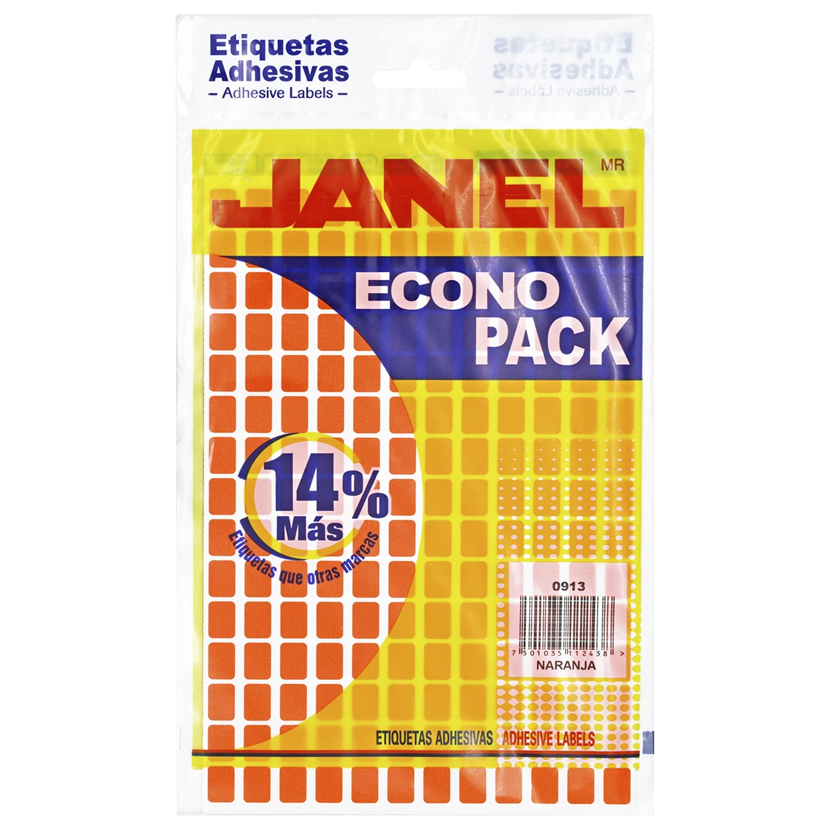 ETIQUETA ECONOPACK FLUORESCENTE NO. 1 9X13MM NARANJA