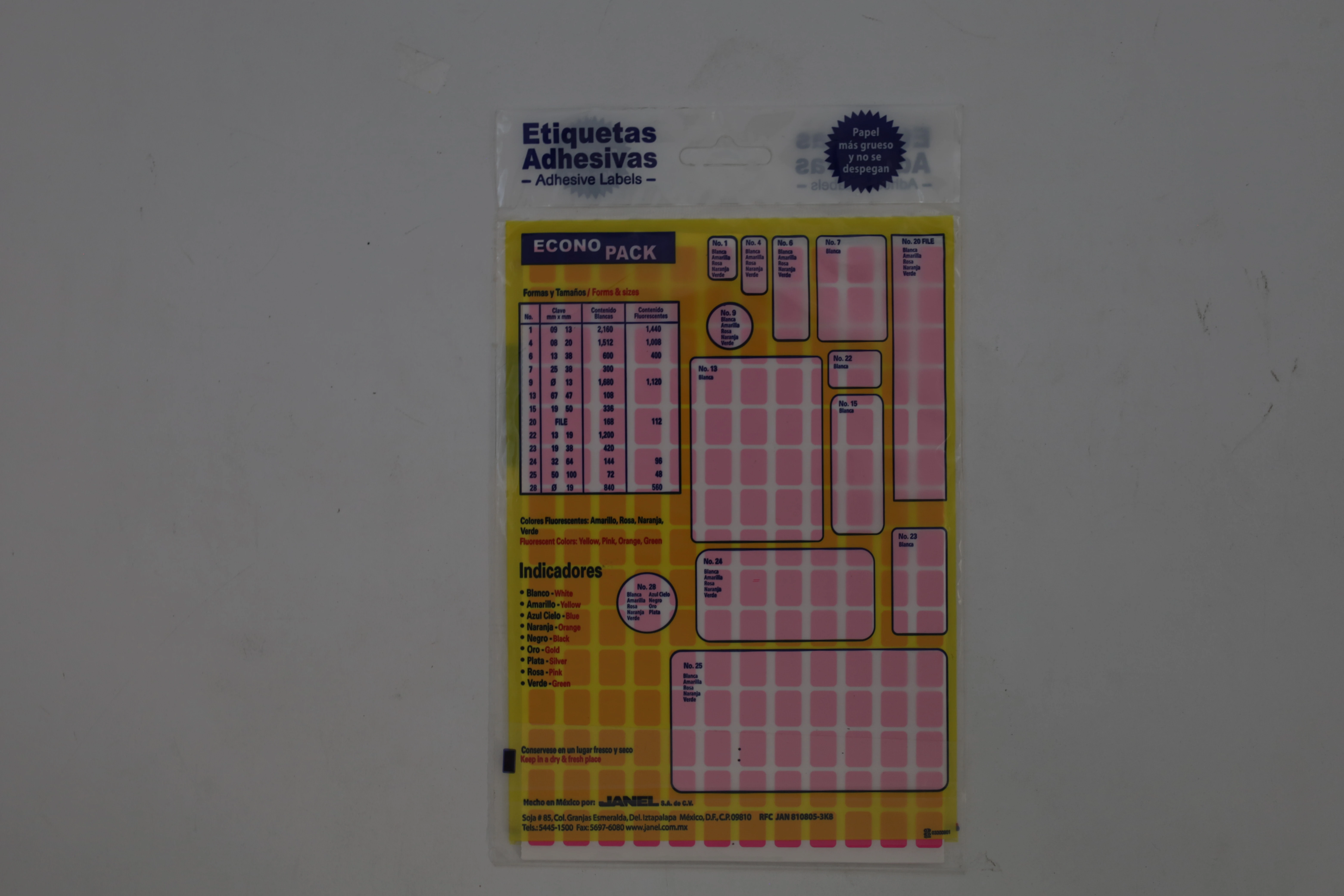 ETIQUETA ECONOPACK FLUORESCENTE NO. 1 9X13MM ROSA