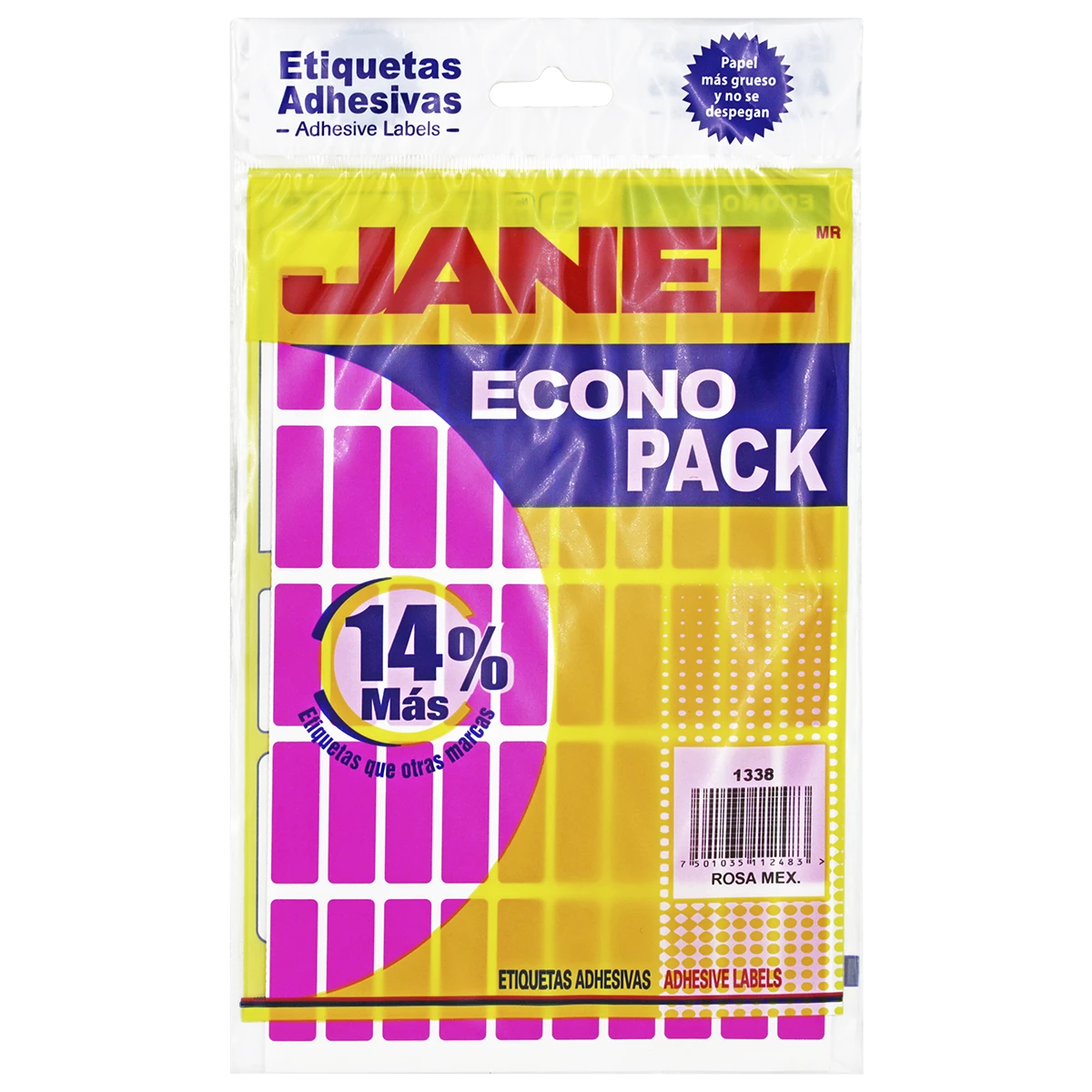 ETIQUETA ECONOPACK FLUORESCENTE NO. 6 13 X 38MM ROSA
