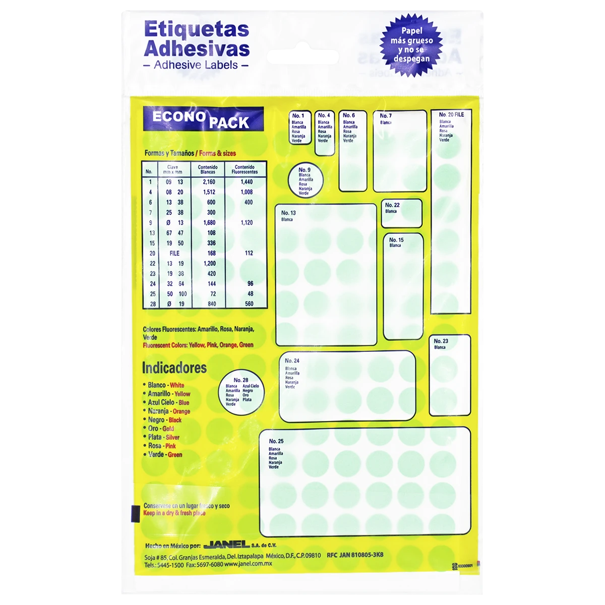ETIQUETA ECONOPACK FLUORESCENTE NO. 9 13MM VERDE