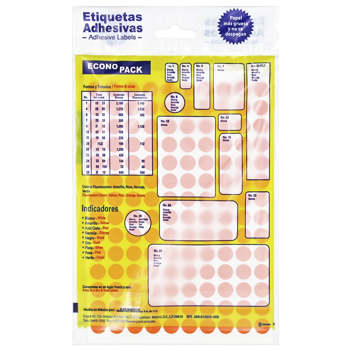 ETIQUETA ECONOPACK FLUORESCENTE NO. 9 13MM NARANJA
