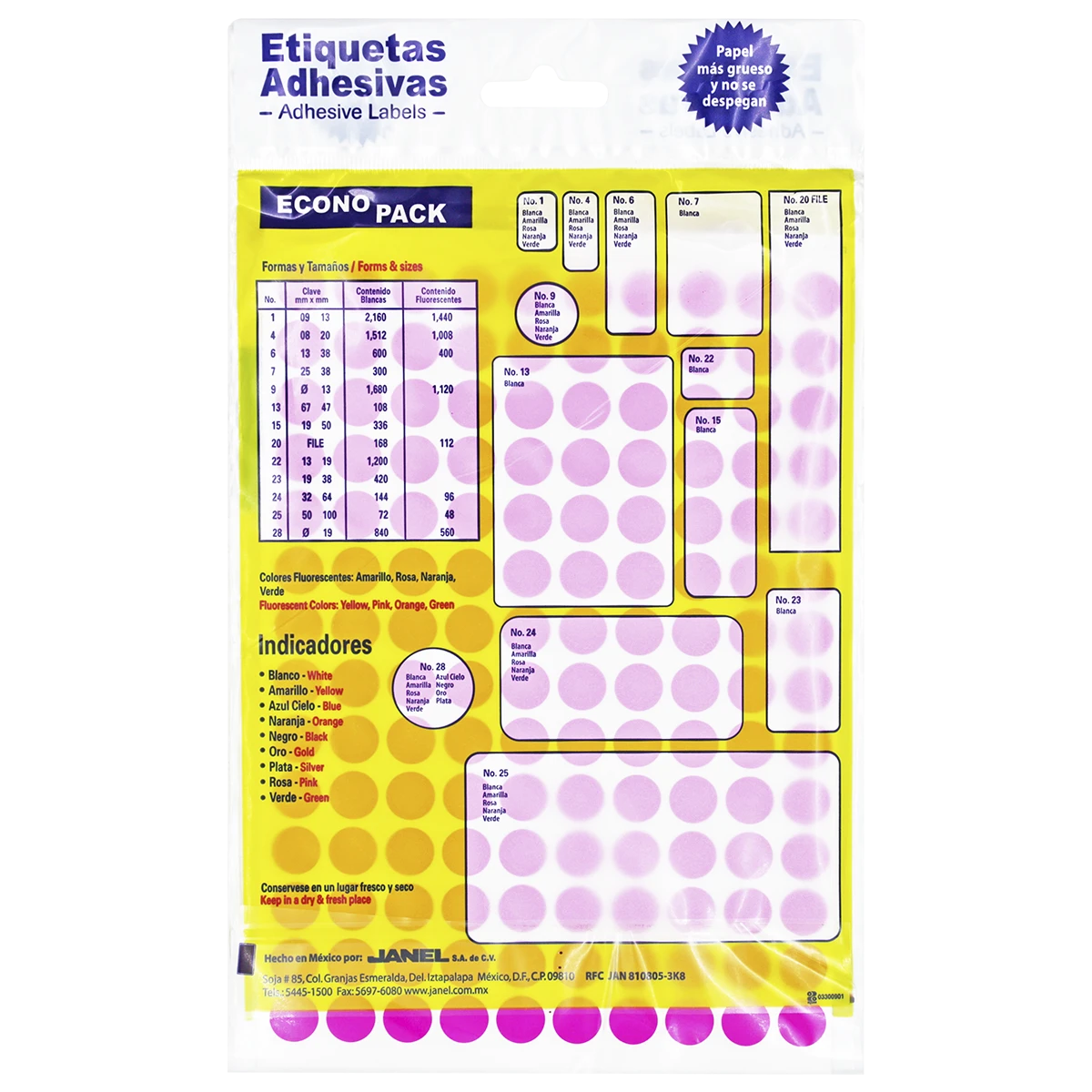 ETIQUETA ECONOPACK FLUORESCENTE NO. 9 13MM ROSA