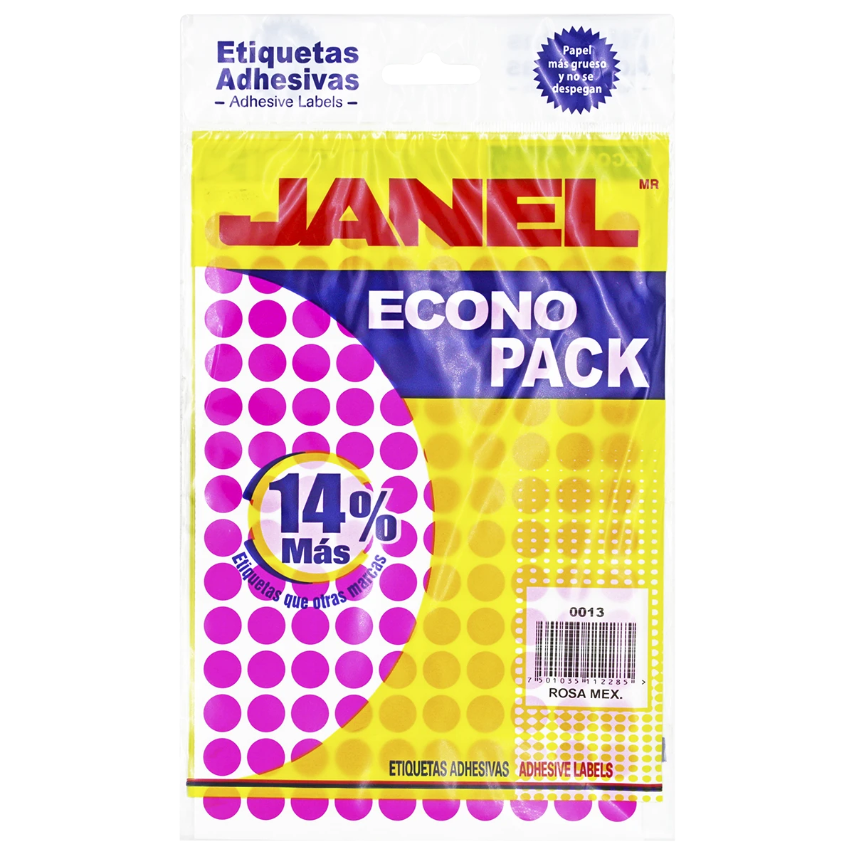 ETIQUETA ECONOPACK FLUORESCENTE NO. 9 13MM ROSA