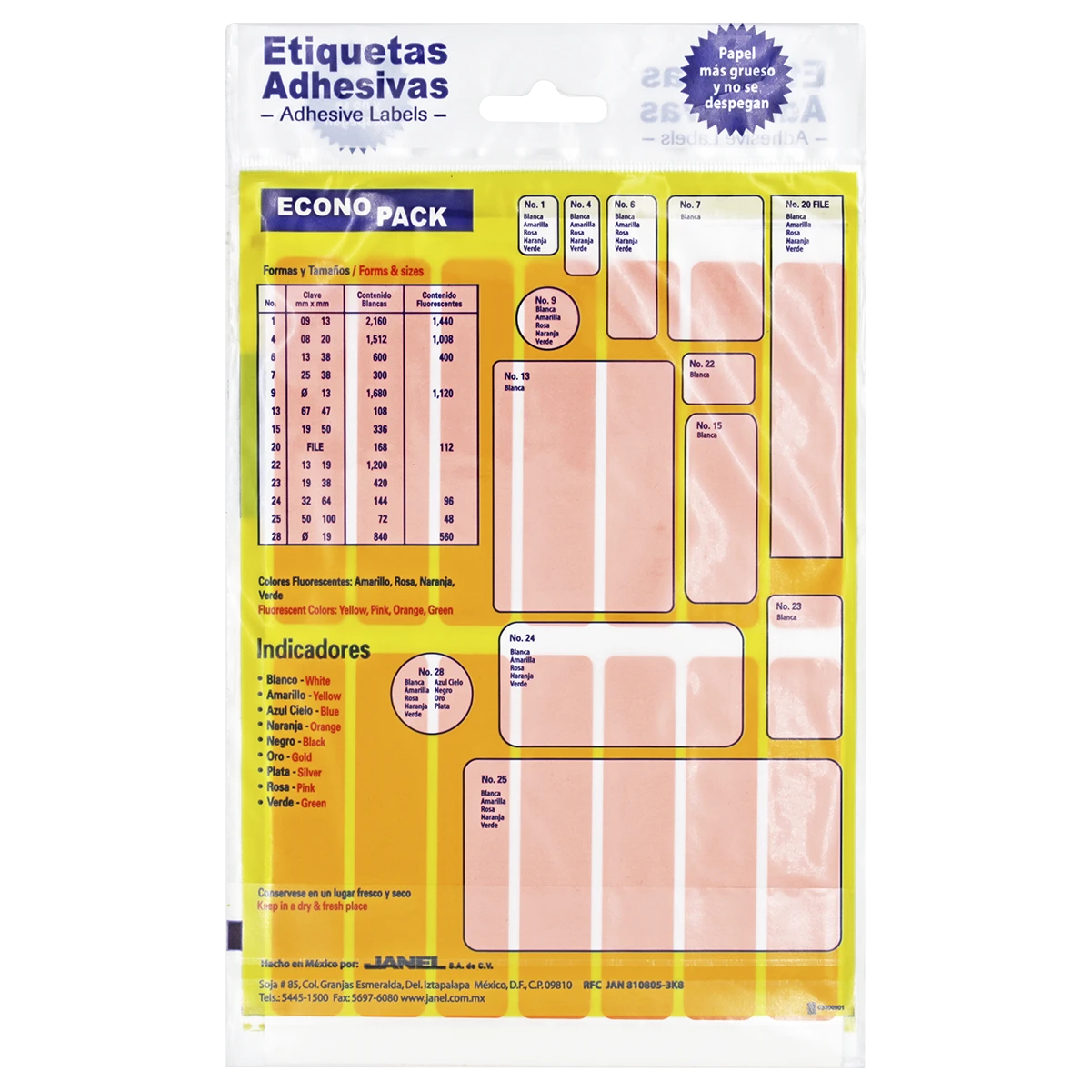 ETIQUETA ECONOPACK FLUORESCENTE NO. 20 20 X 105MM NARANJA