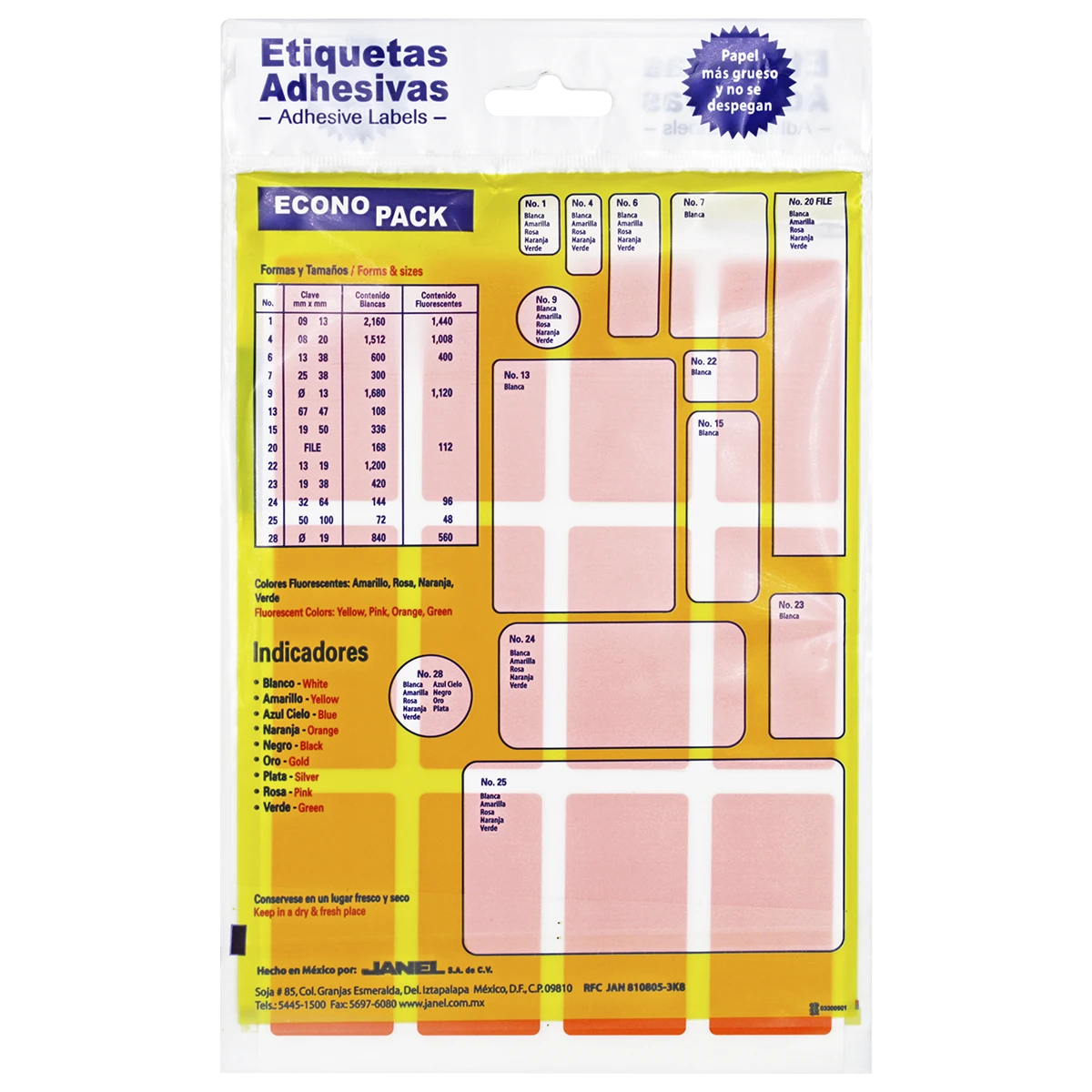 ETIQUETA ECONOPACK FLUORESCENTE NO. 24 32 X 64MM NARANJA