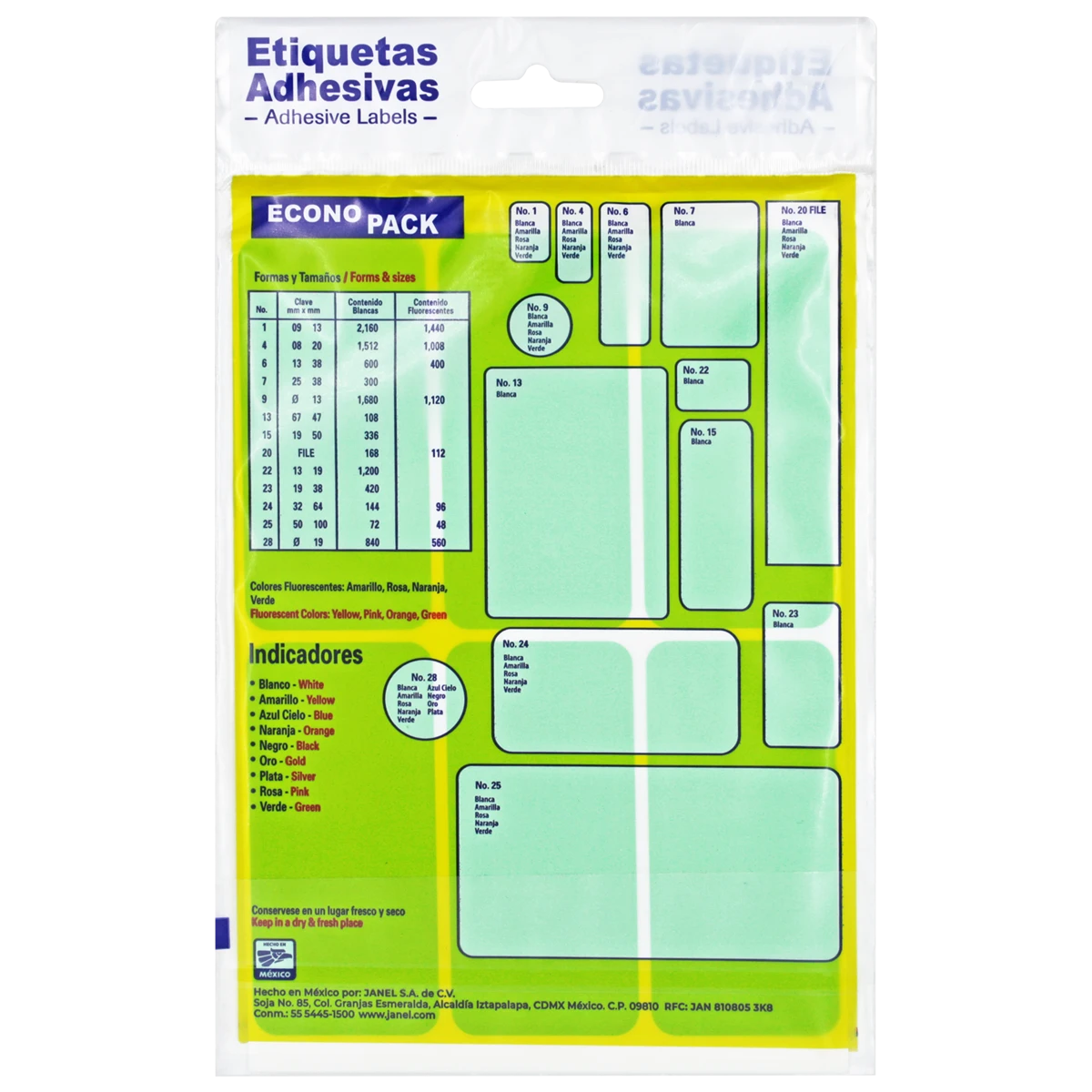 ETIQUETA ECONOPACK FLUORESCENTE NO. 25 50 X 100MM VERDE