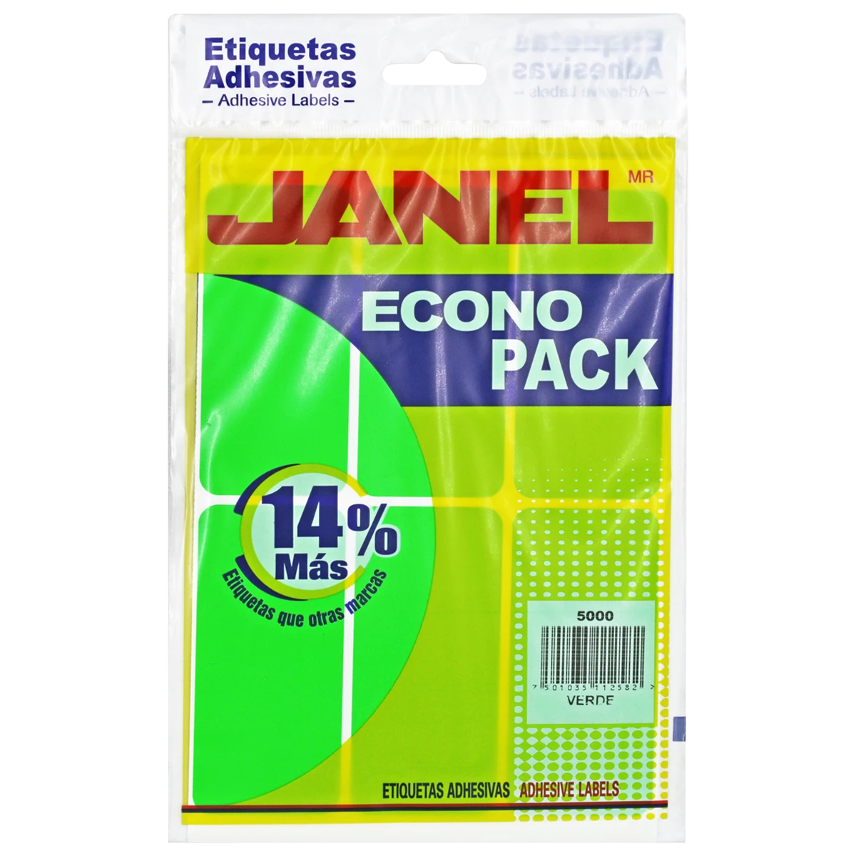 ETIQUETA ECONOPACK FLUORESCENTE NO. 25 50 X 100MM VERDE