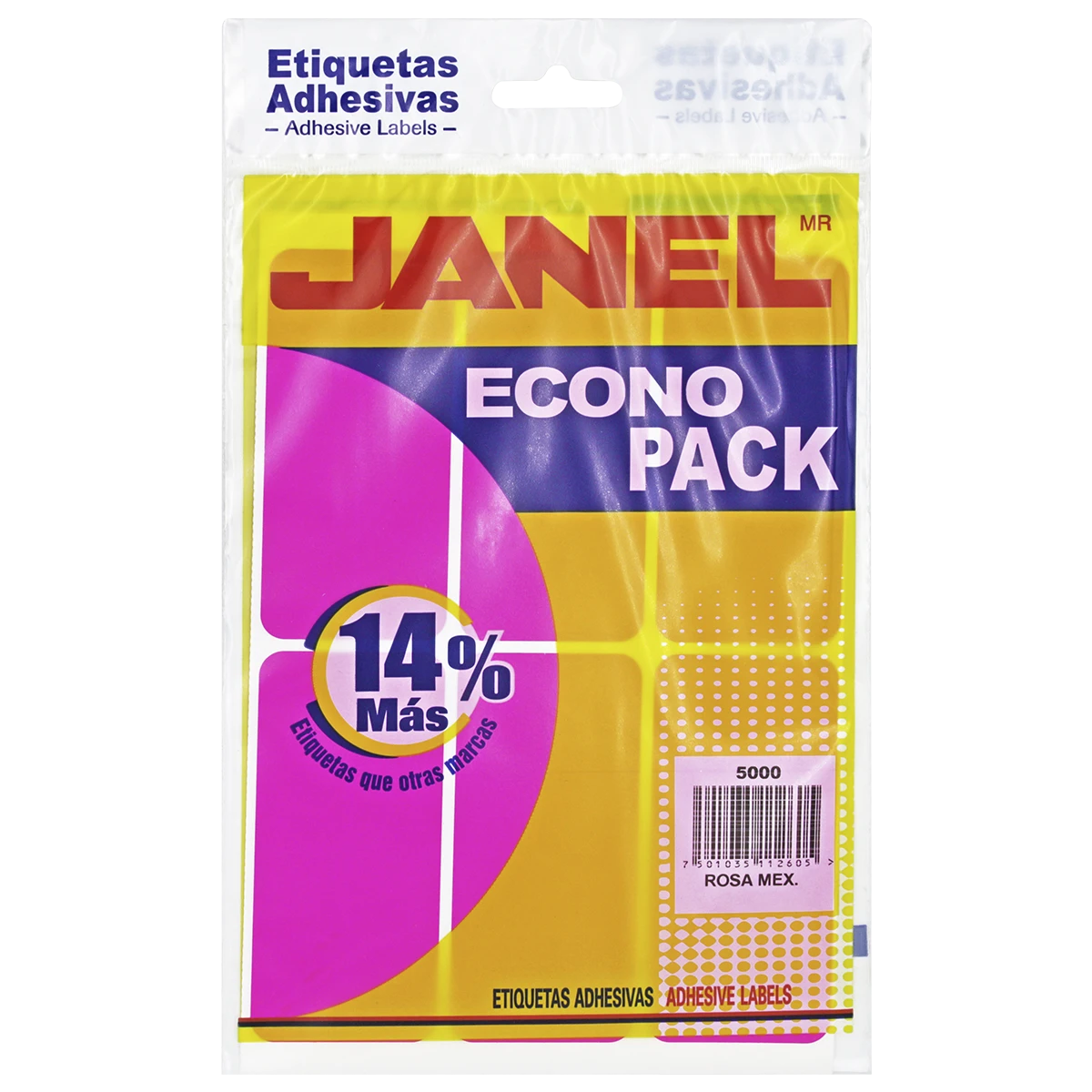 ETIQUETA ECONOPACK FLUORESCENTE NO. 25 50 X 100MM ROSA