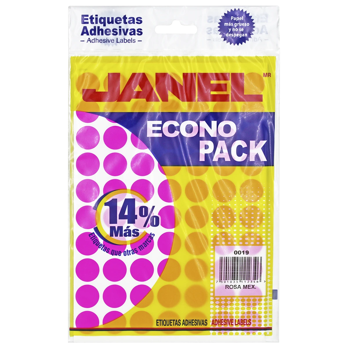 ETIQUETA ECONOPACK FLUORESCENTE NO. 28 19MM ROSA