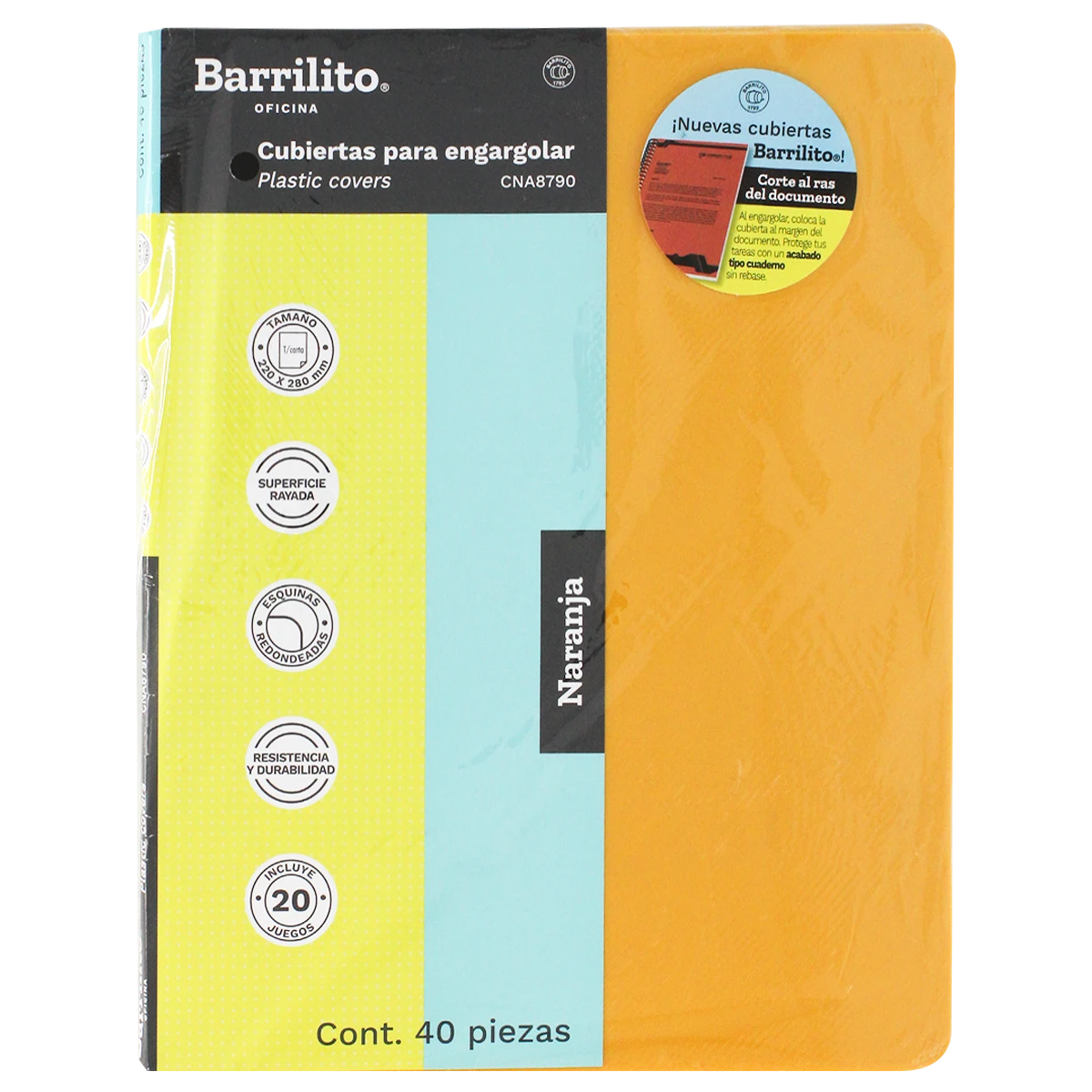 CUBIERTA CARTA RAYADA 12PTS 20JGS NARANJA
