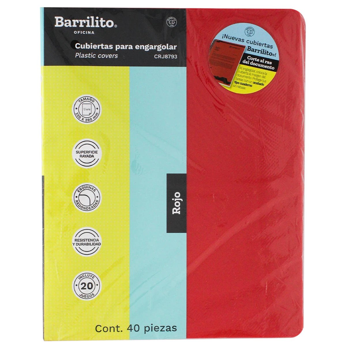 CUBIERTA CARTA RAYADA 12PTS 20JGS ROJO
