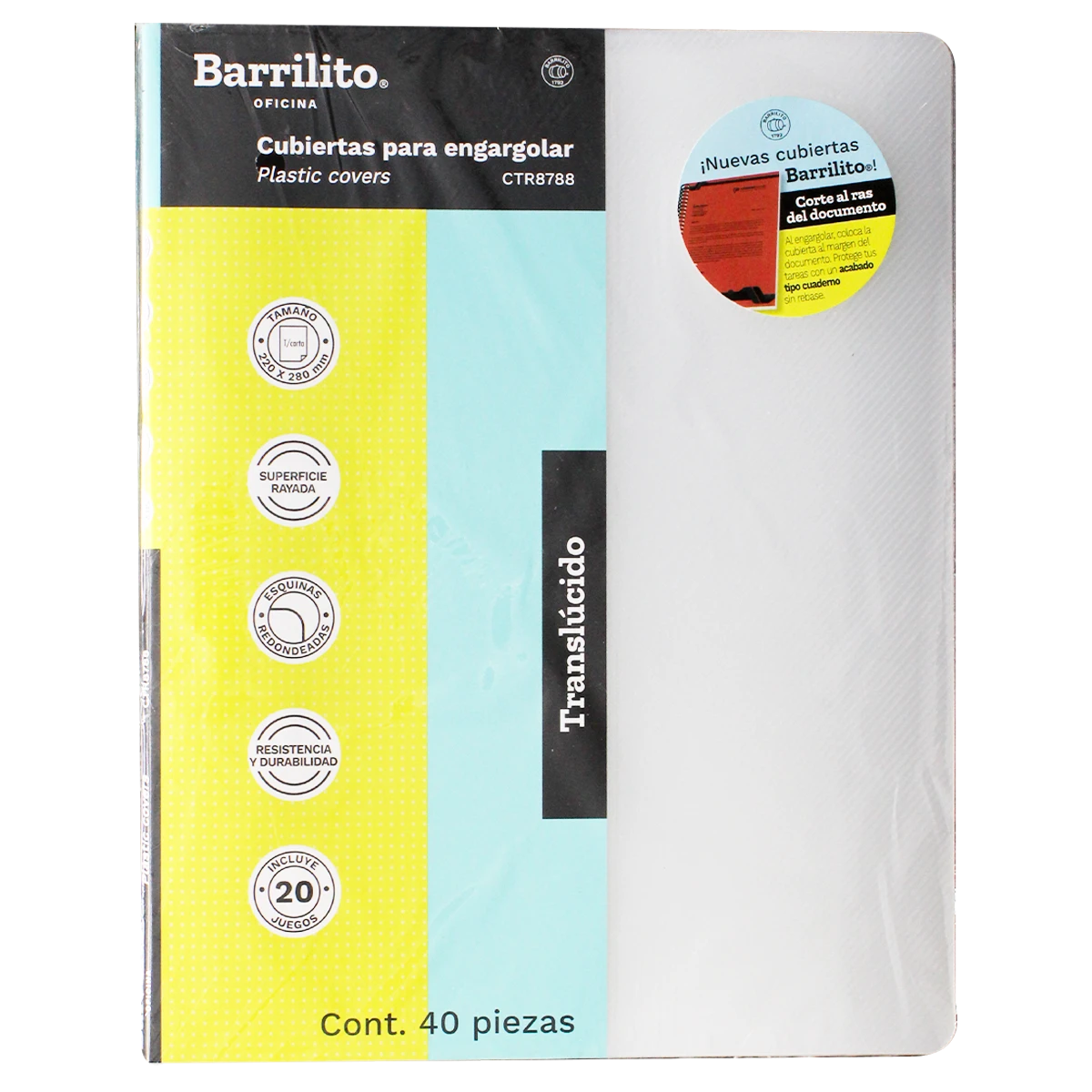 CUBIERTA CARTA RAYADA 12PTS 20JGS TRASPARENTE