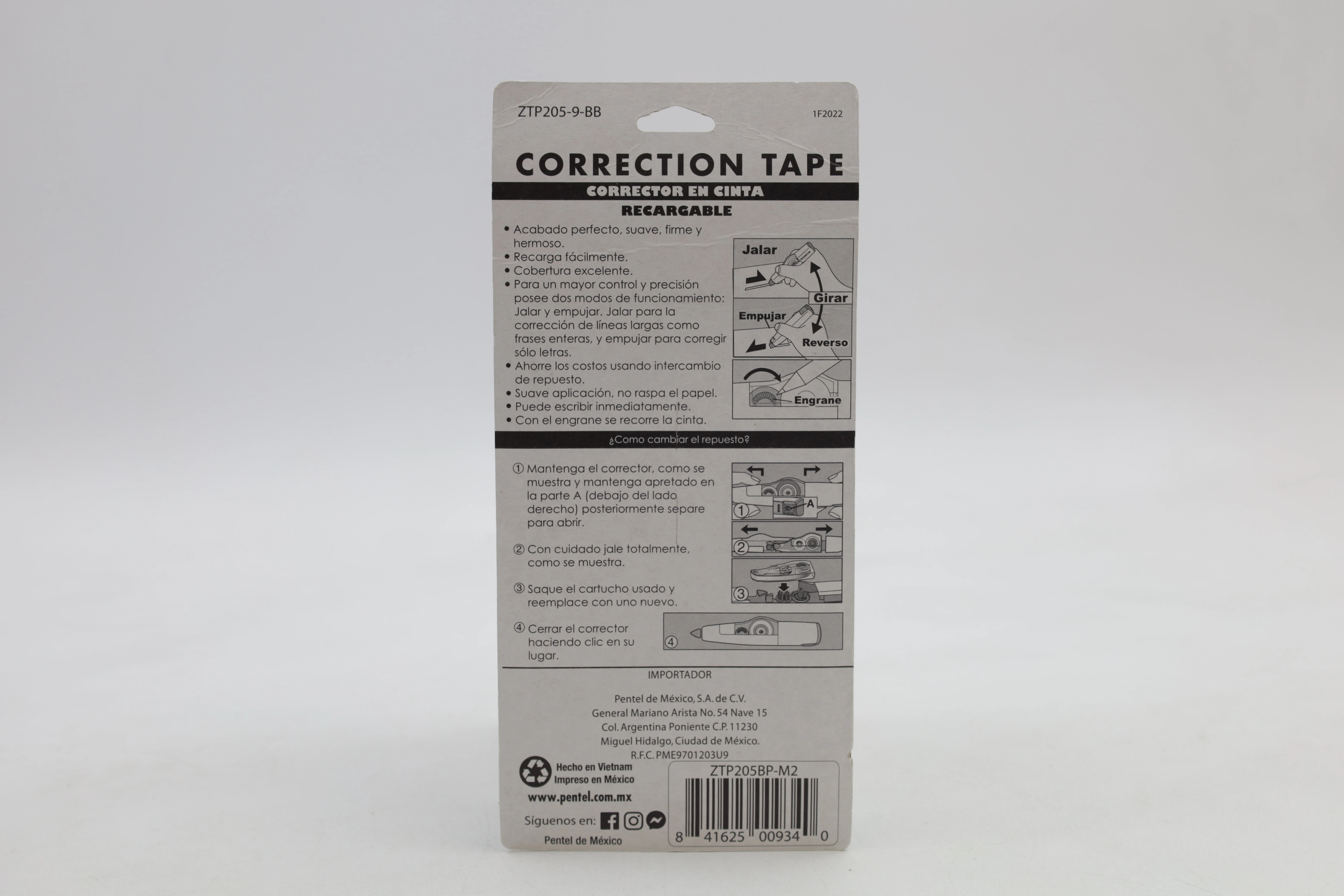 CORRECTOR EN CINTA RECARGABLE 6MTS ZTP205BP-M2 PASTEL