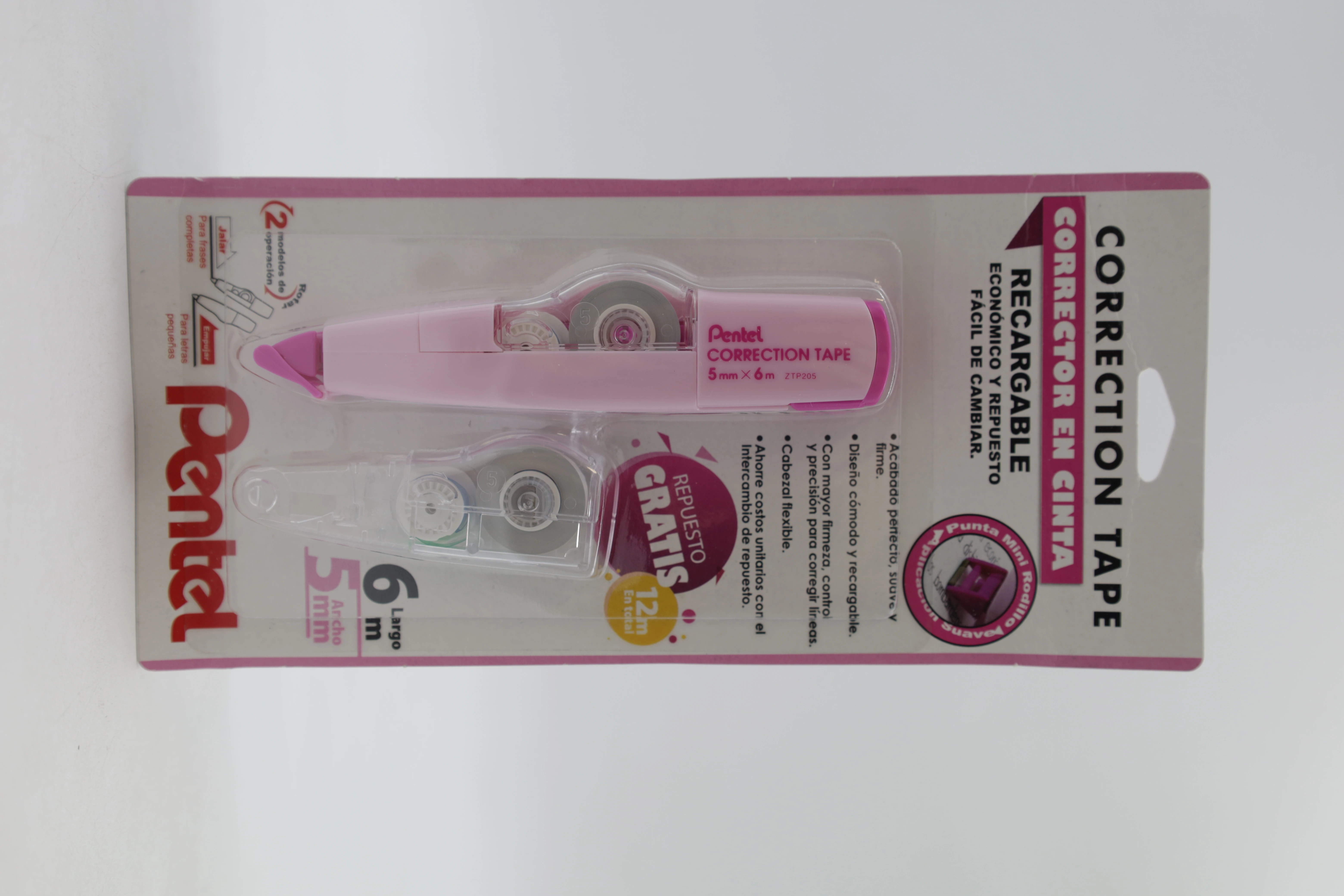 CORRECTOR EN CINTA RECARGABLE 6MTS ZTP205BP-M2 PASTEL