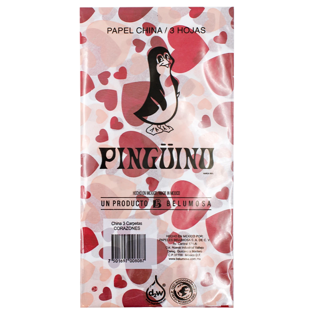 PAPEL CHINA FANTASIA C/3 CORAZONES
