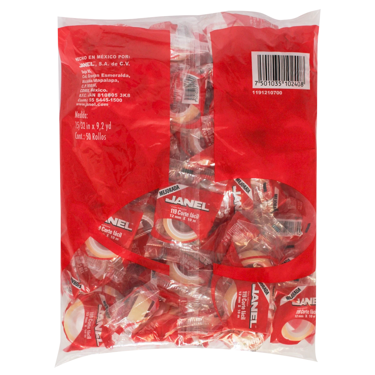 CINTA TRANSPARENTE 119 12MM X 10MTS C/50