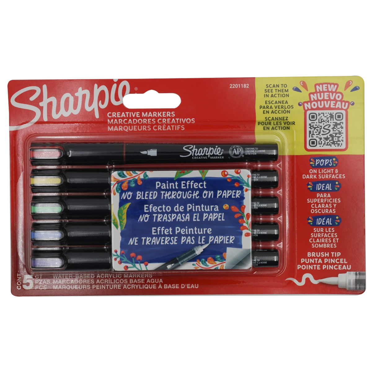 MARCADOR SHARPIE TINTA ACRILICA C/5 PUNTA PINCEL