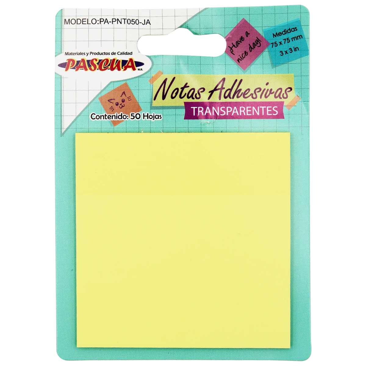 NOTA ADHESITA 3X3" 50HJS TRANSPARENTE AMARILLO
