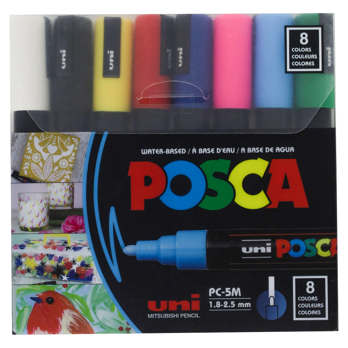 MARCADOR POSCA C/8 COLORES TINTA ACRILICA PC5M-8C