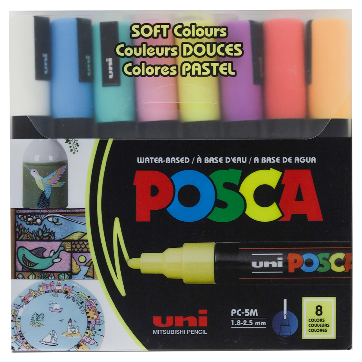 MARCADOR POSCA C/8 COLORES TINTA ACRILICA PASTEL PC5M-8SOFT