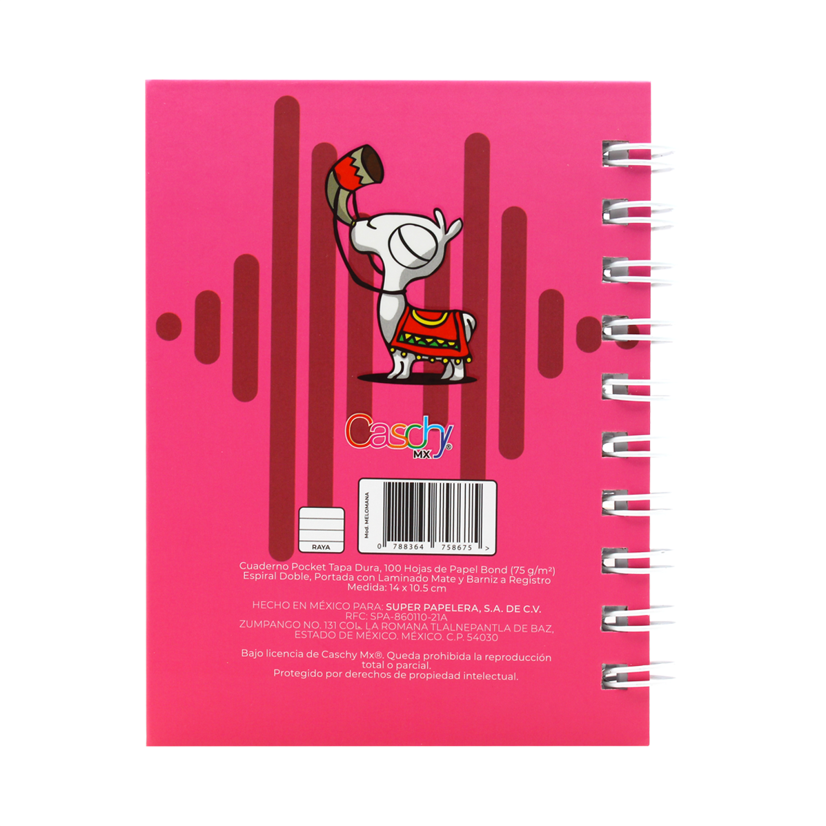 CUADERNO POCKET 100HJS TAPA DURA MELOMANA RAYA