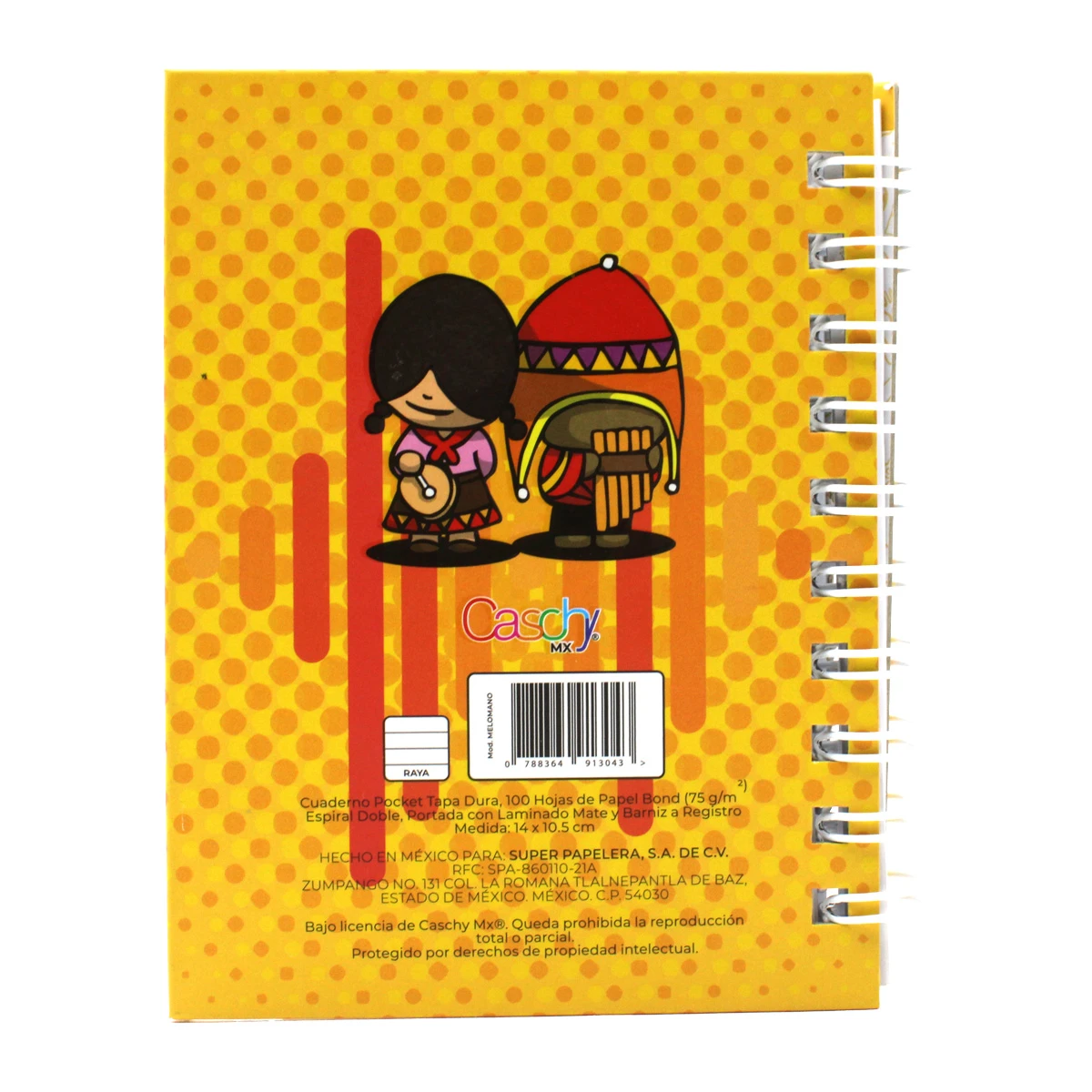 CUADERNO POCKET 100HJS TAPA DURA MELOMANO RAYA