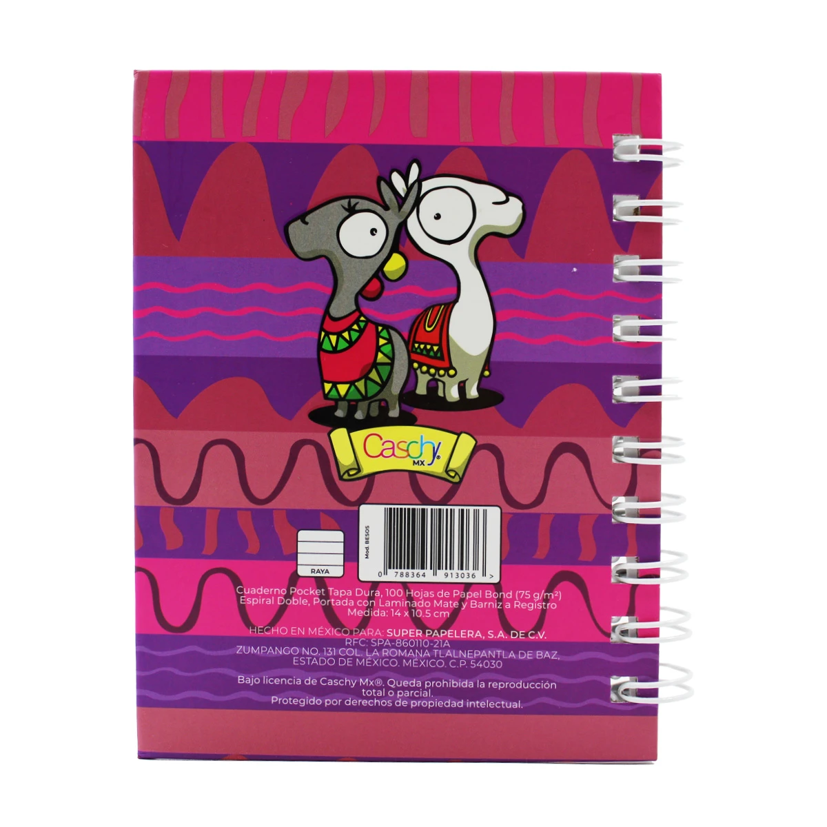 CUADERNO POCKET 100HJS TAPA DURA BESOS RAYA